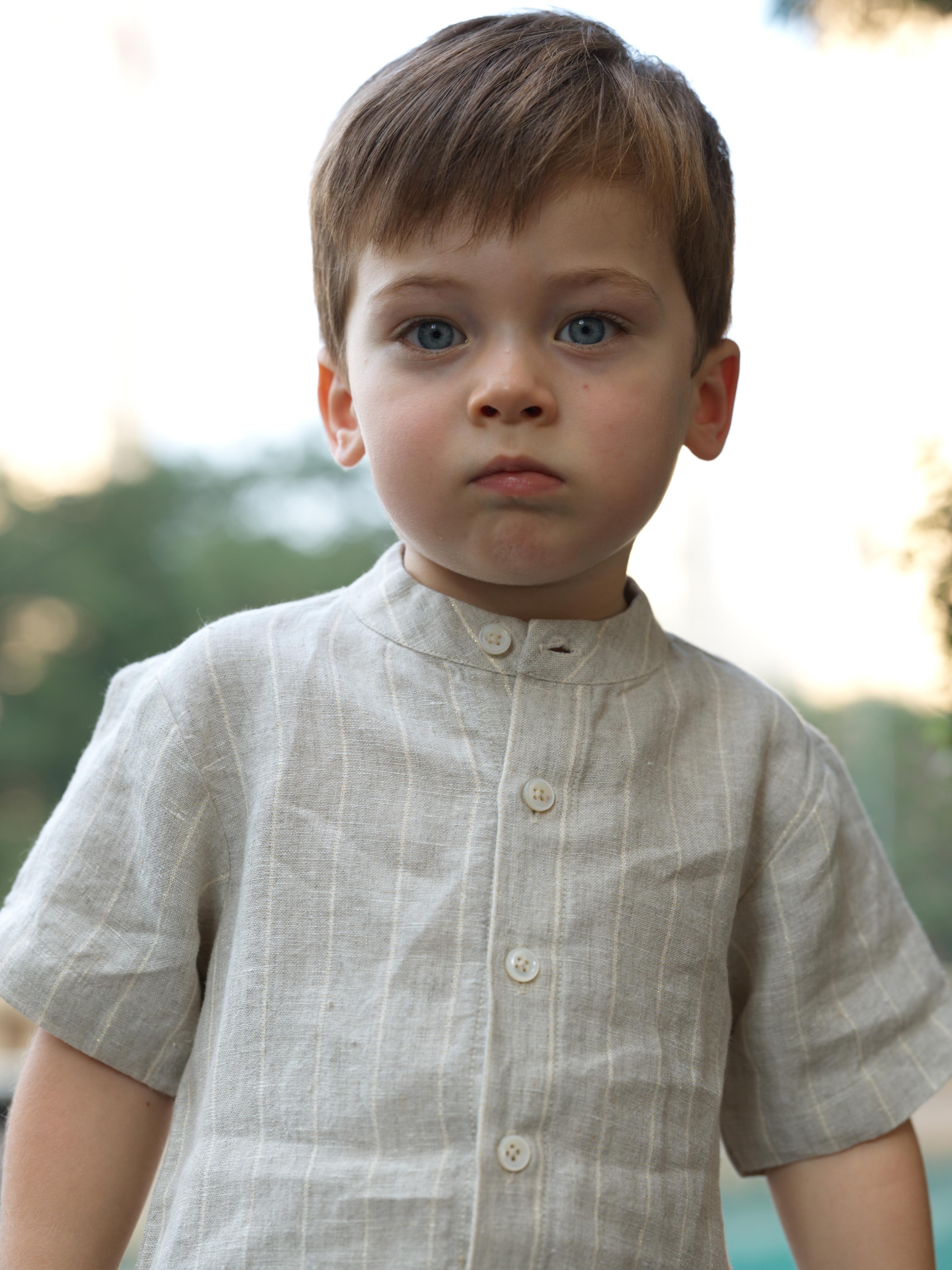 Boys Mandarin Collar Shirt Cloud Grey