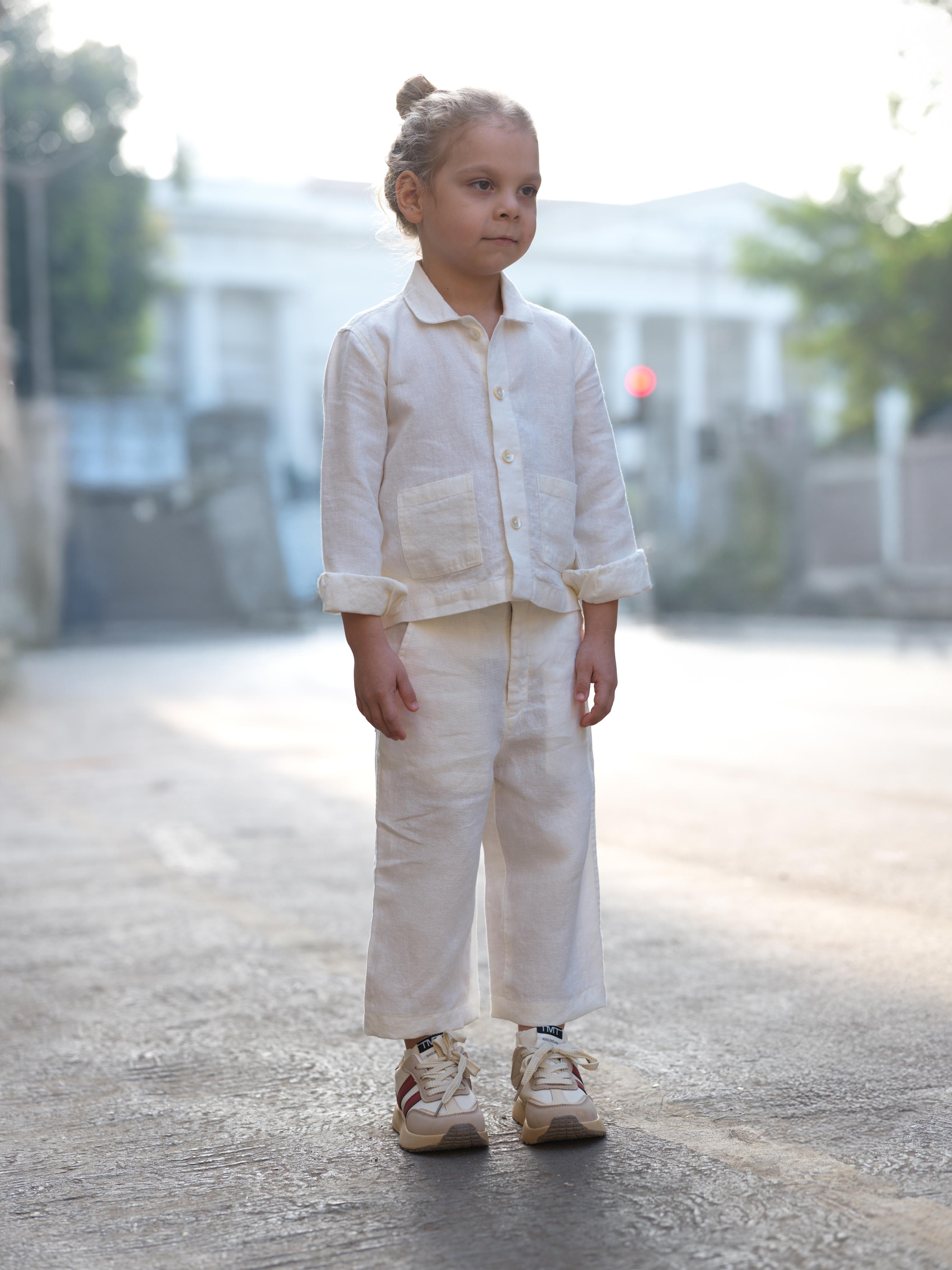 Boys Shacket Co-Ord Set Cream