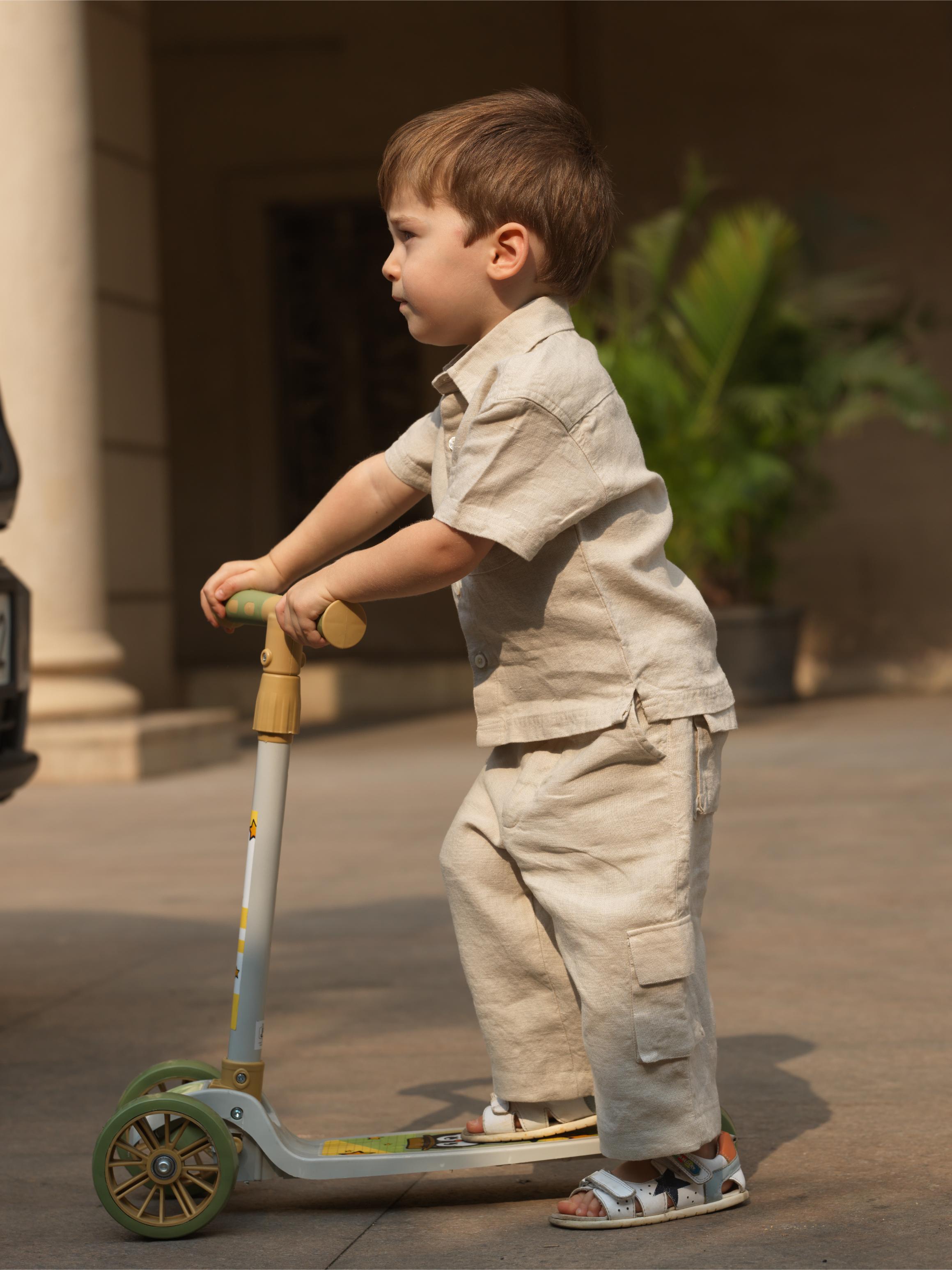 Boys Half-Sleeve Shirt & Cargo Trousers Co-Ord Oatmeal