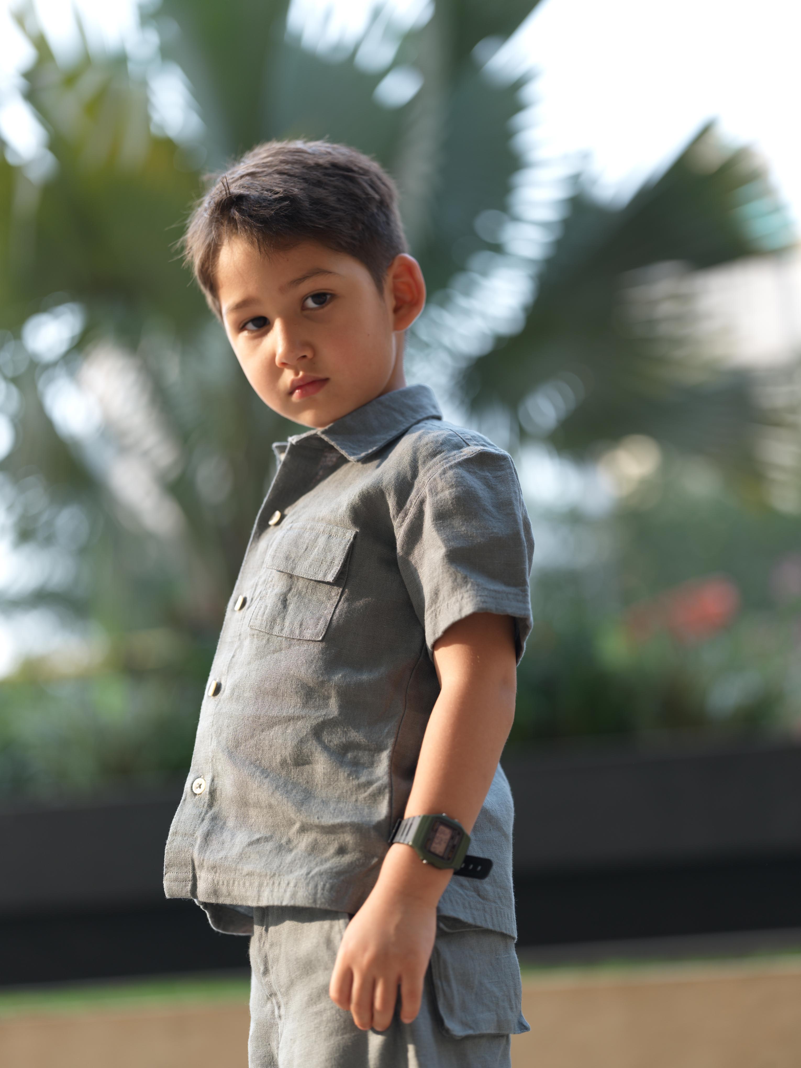 Boys Half-Sleeve Shirt & Cargo Trousers Co-Ord Graphite