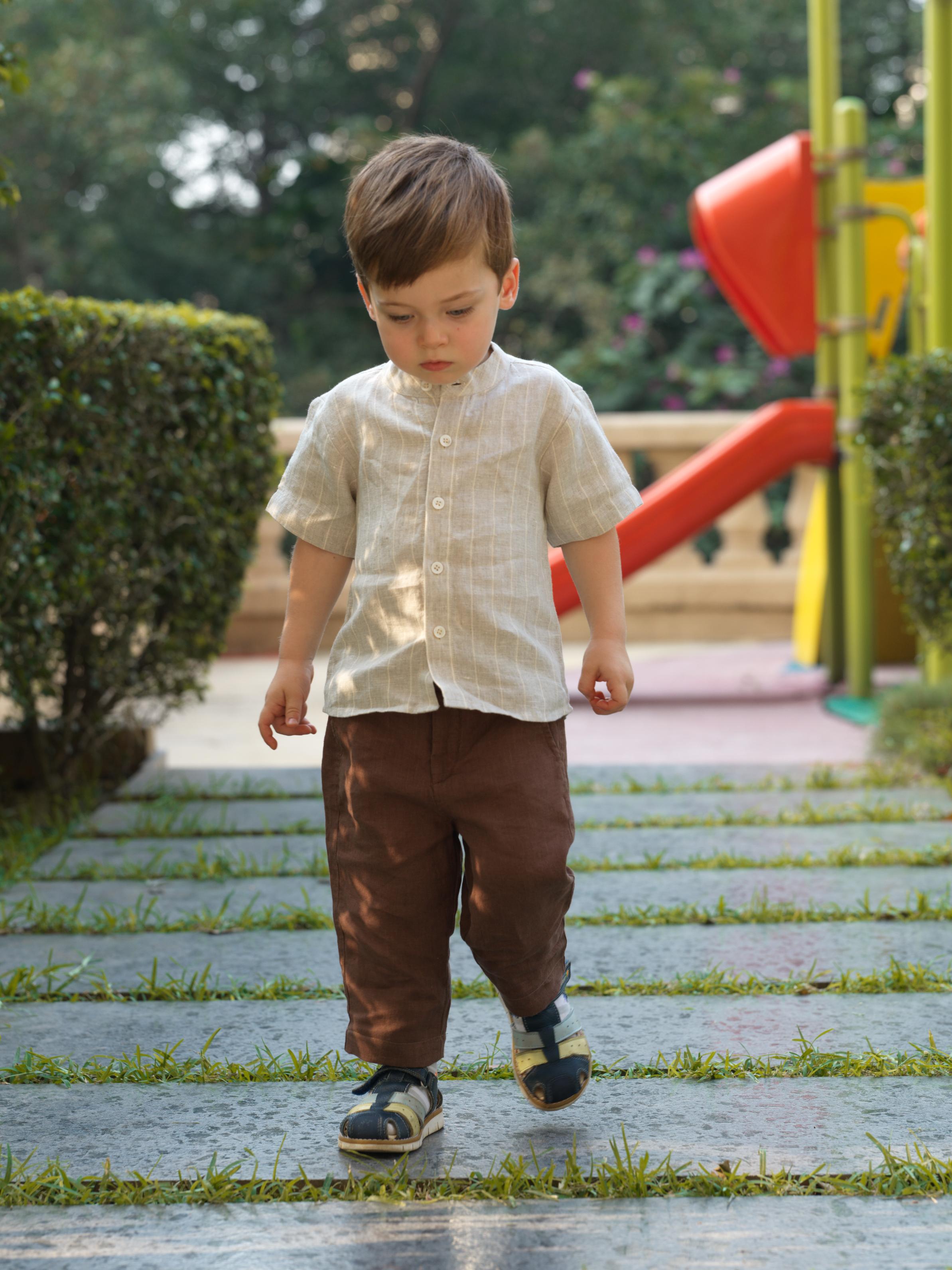 Boys Mandarin Collar Shirt Cloud Grey