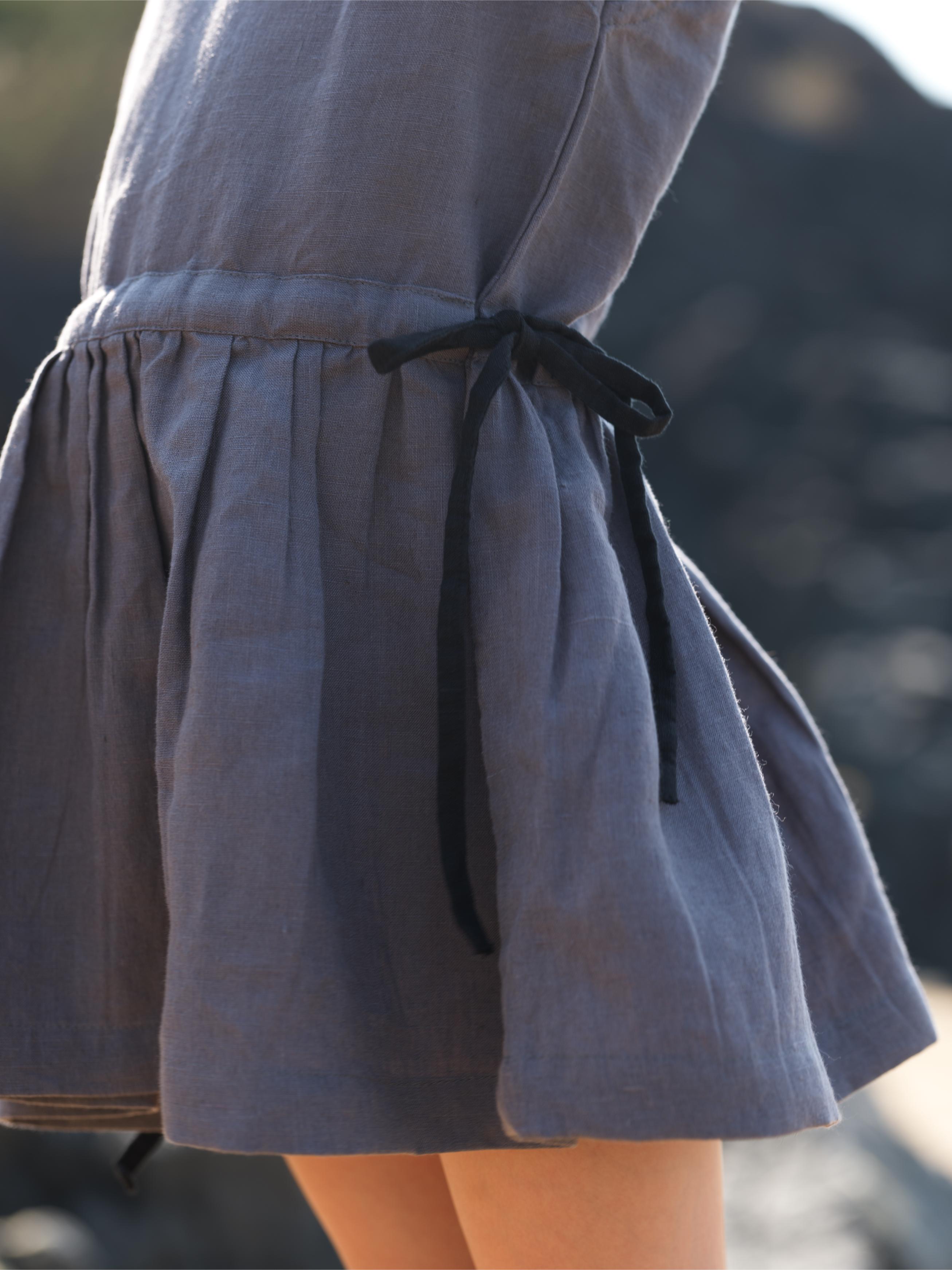 Girls Sleeveless Drawstring Dress Stone Grey