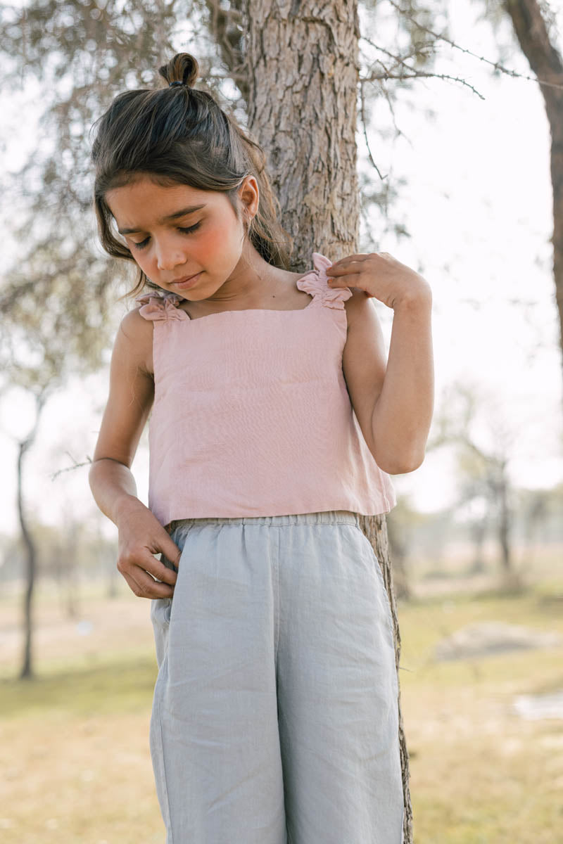 Ribbon Ruffle Top - Chi Linen