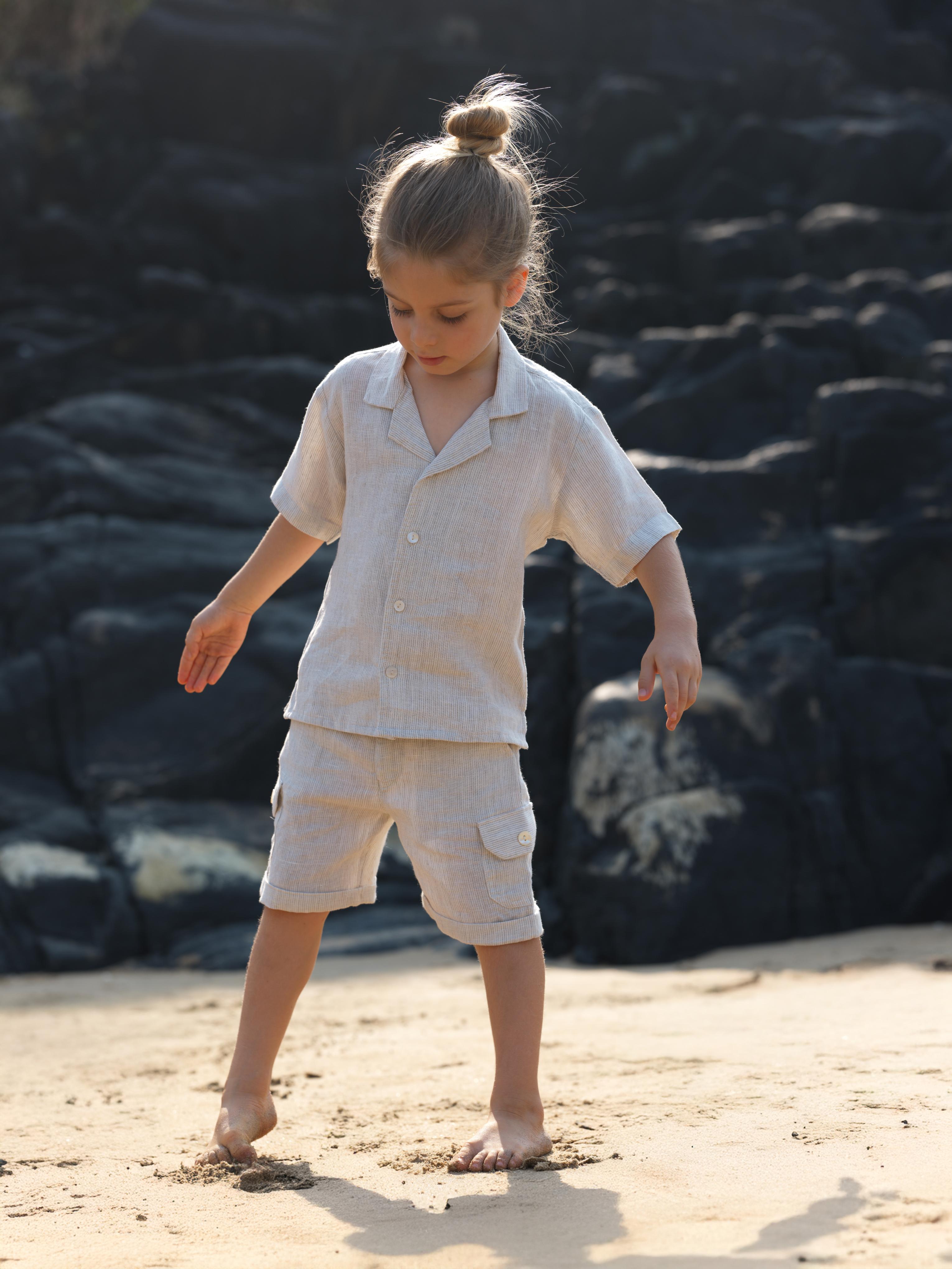 Boys Cuban Collar Shirt Co-Ord Fade Fine