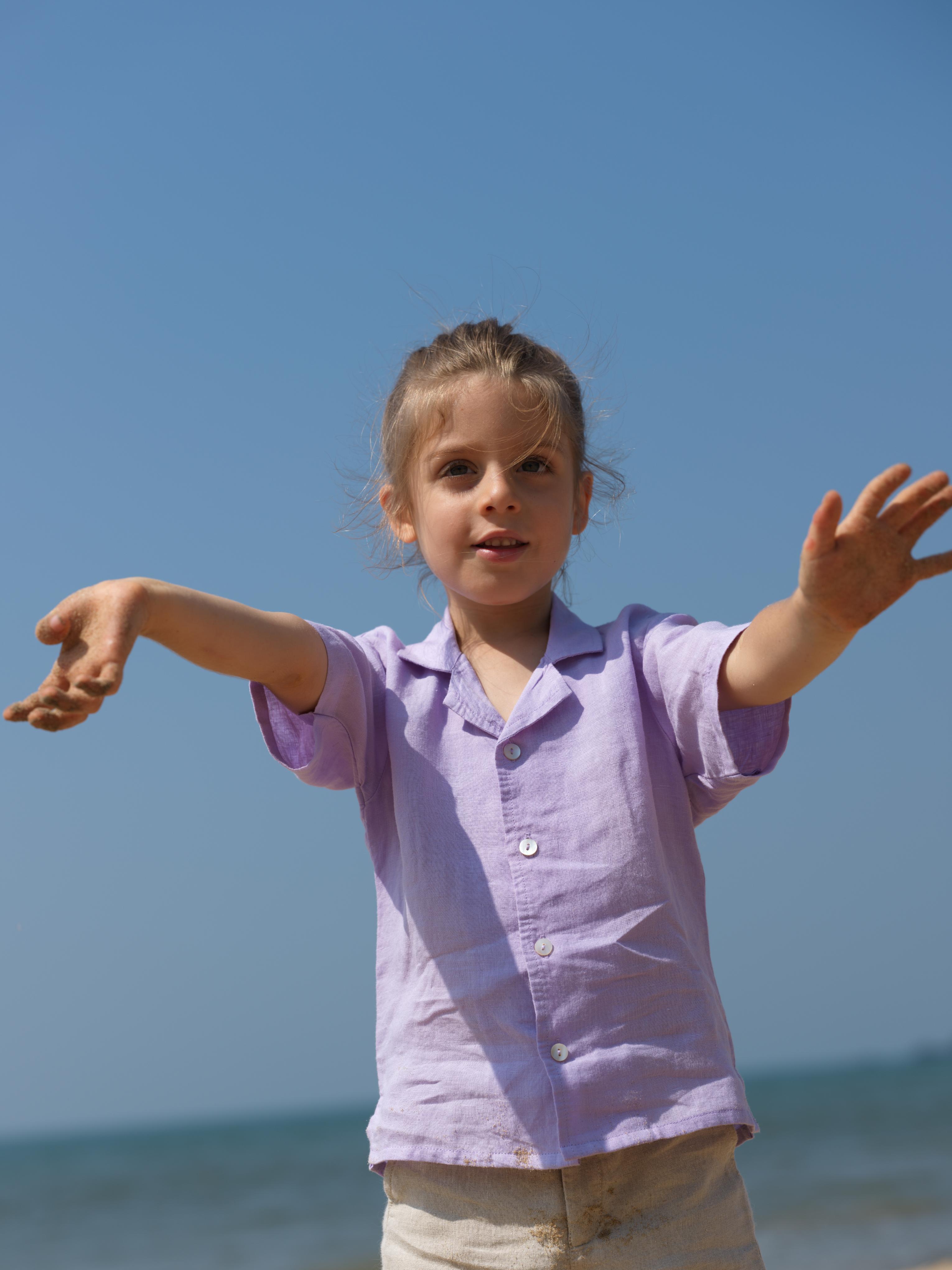 Boys Cuban Collar Shirt Pastel Lilac