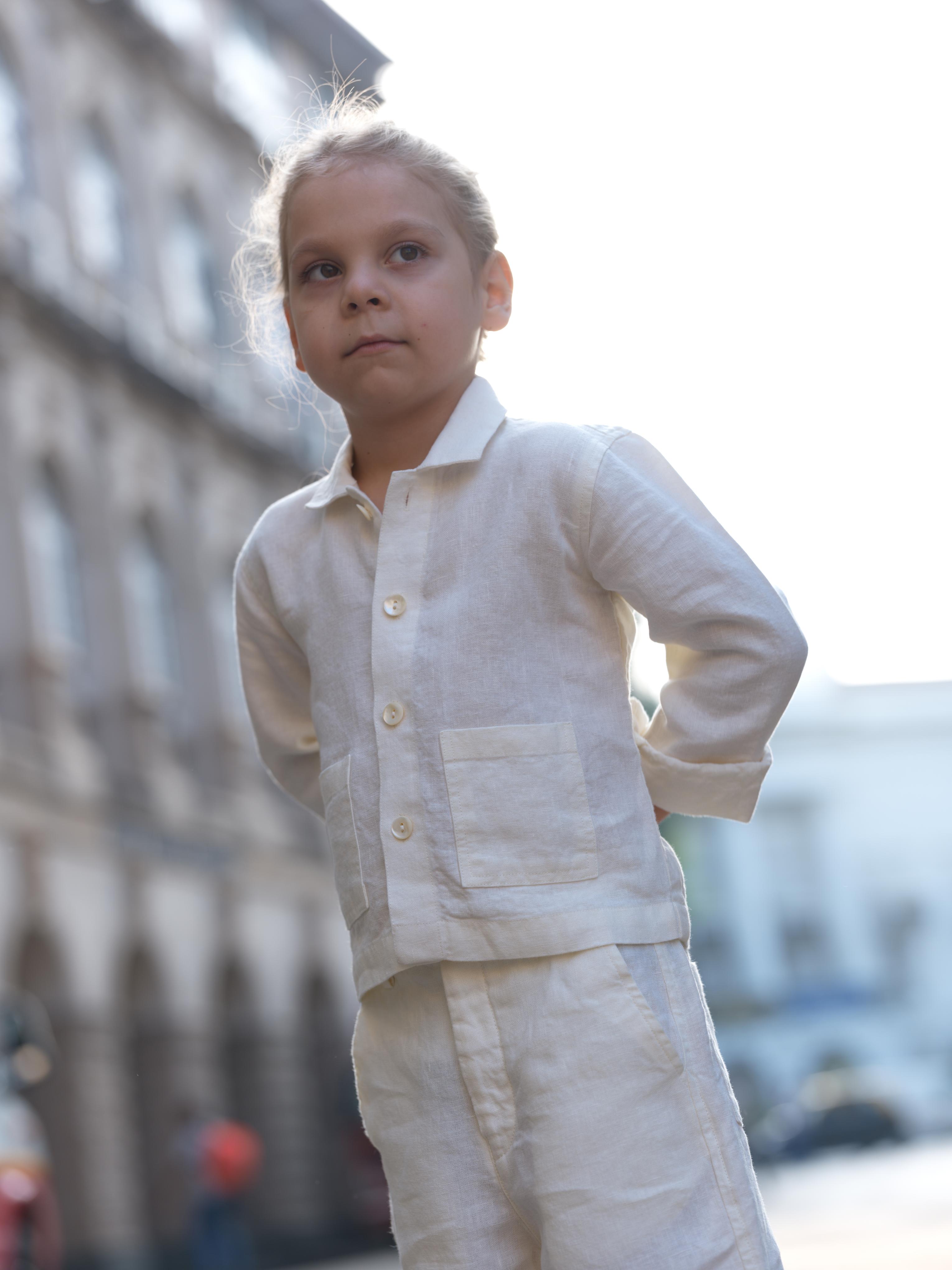 Boys Shacket Co-Ord Set Cream