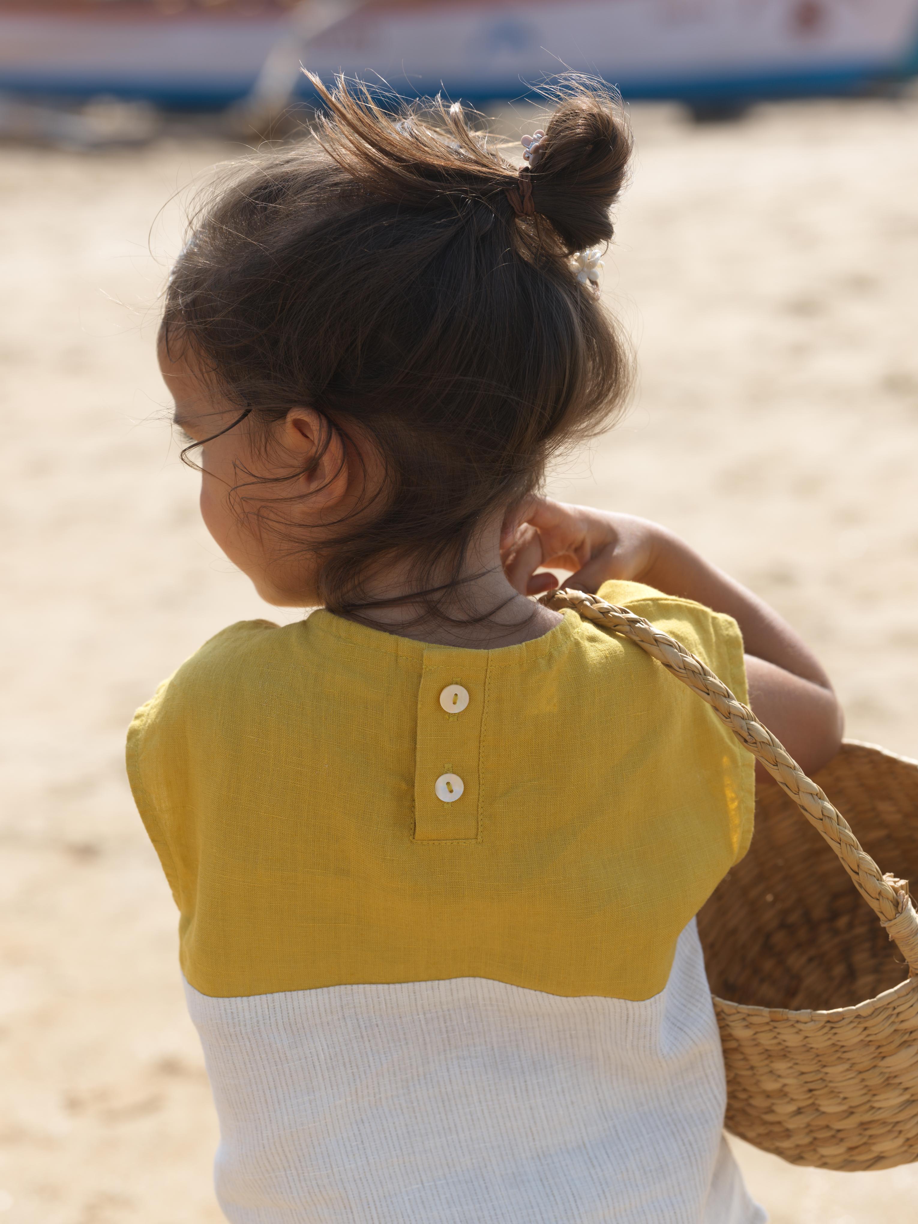 Girls Round Shoulder Co-Ord Set Mustard / Beige