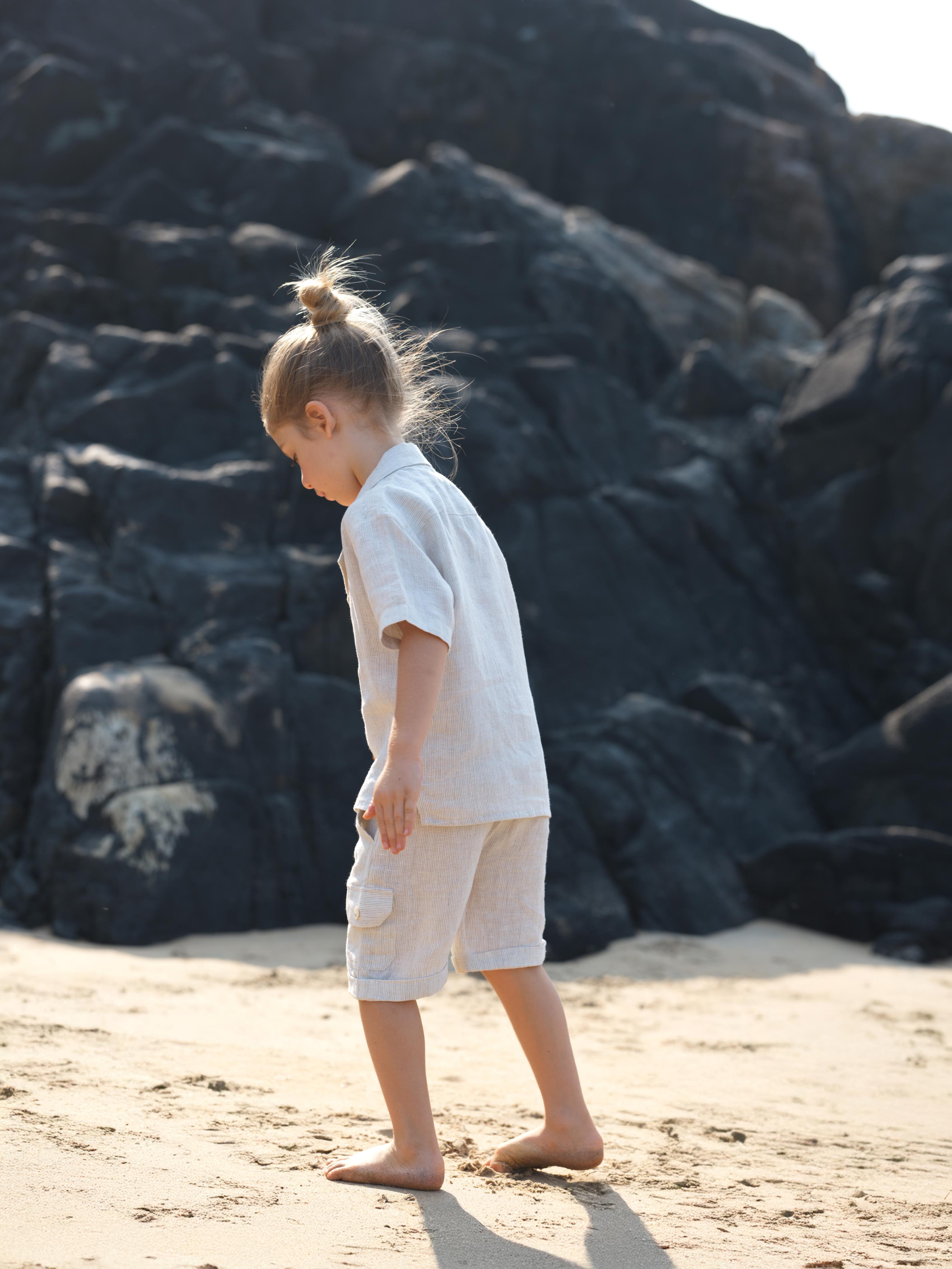 Boys Cuban Collar Shirt Co-Ord Fade Fine