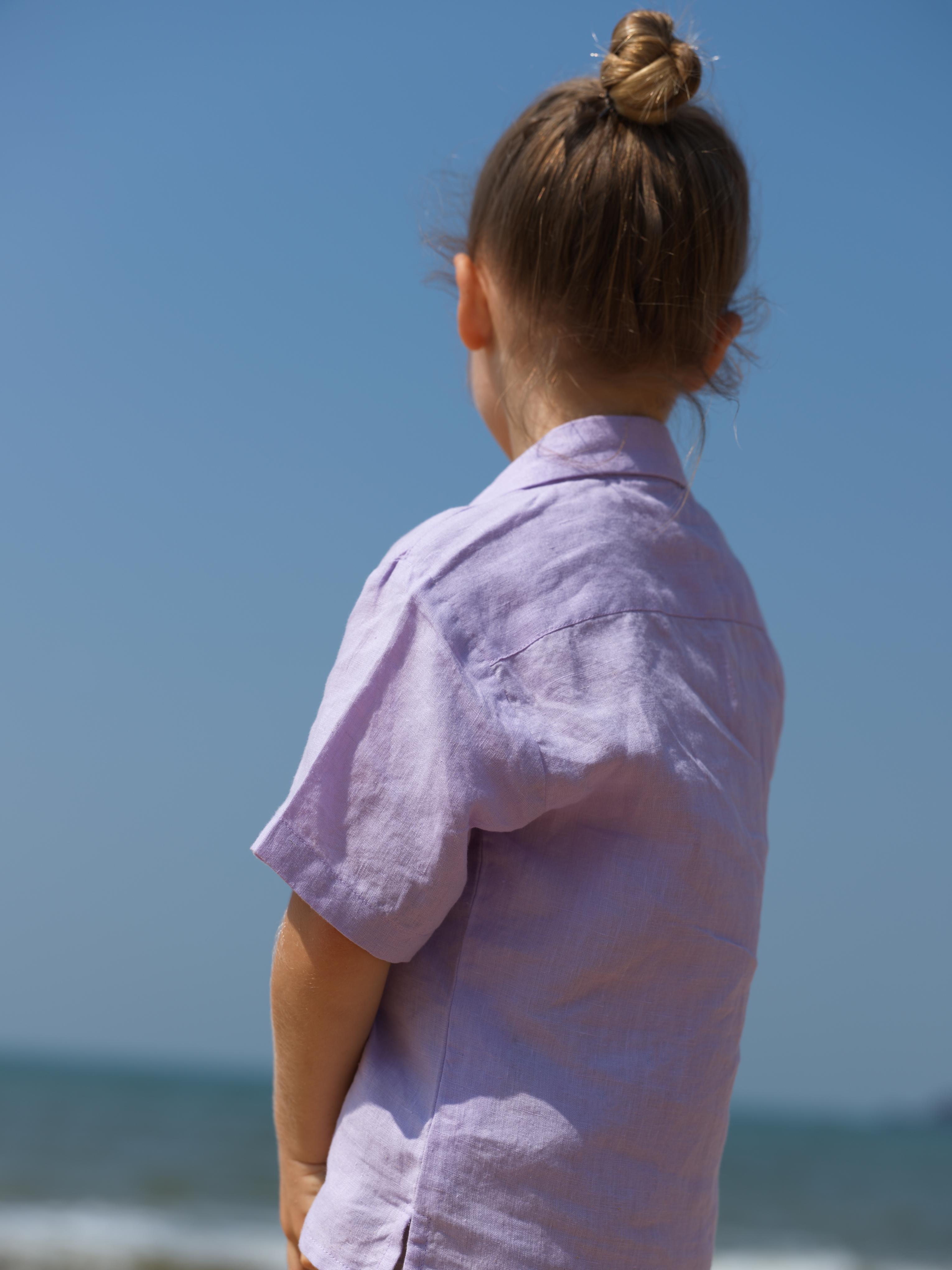 Boys Cuban Collar Shirt Pastel Lilac