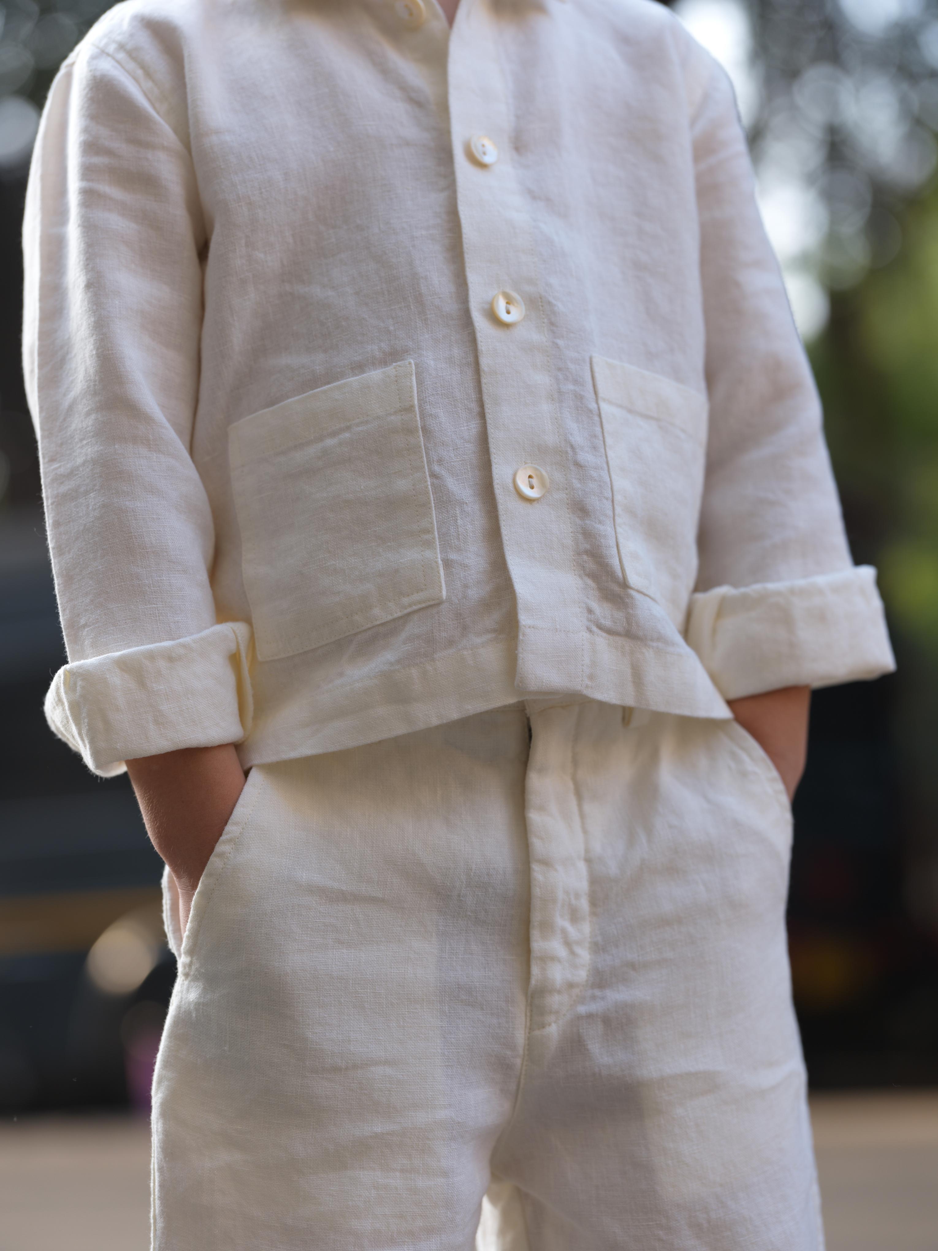 Boys Shacket Co-Ord Set Cream