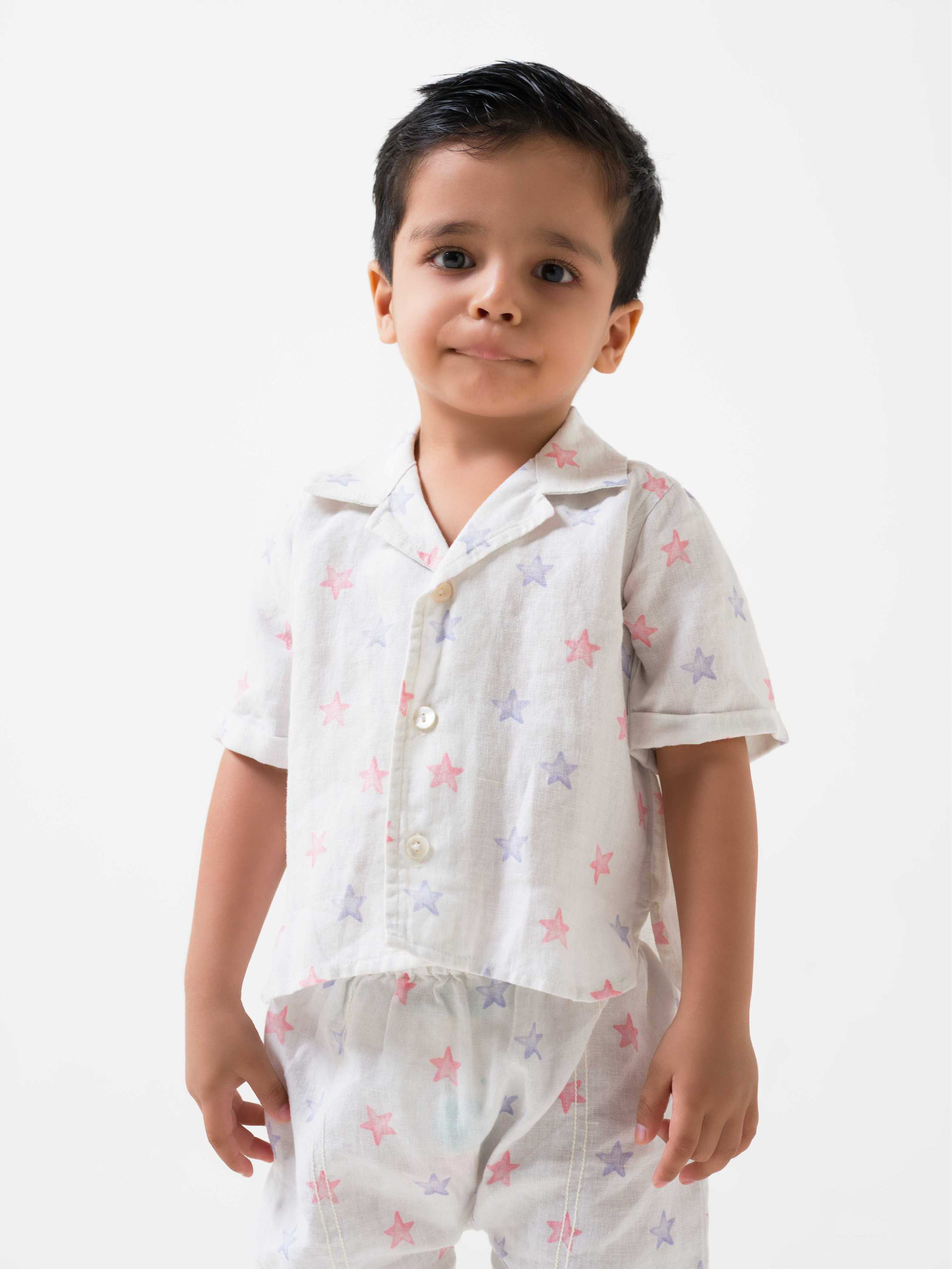 Printed Cuban Collar Co-Ord Set