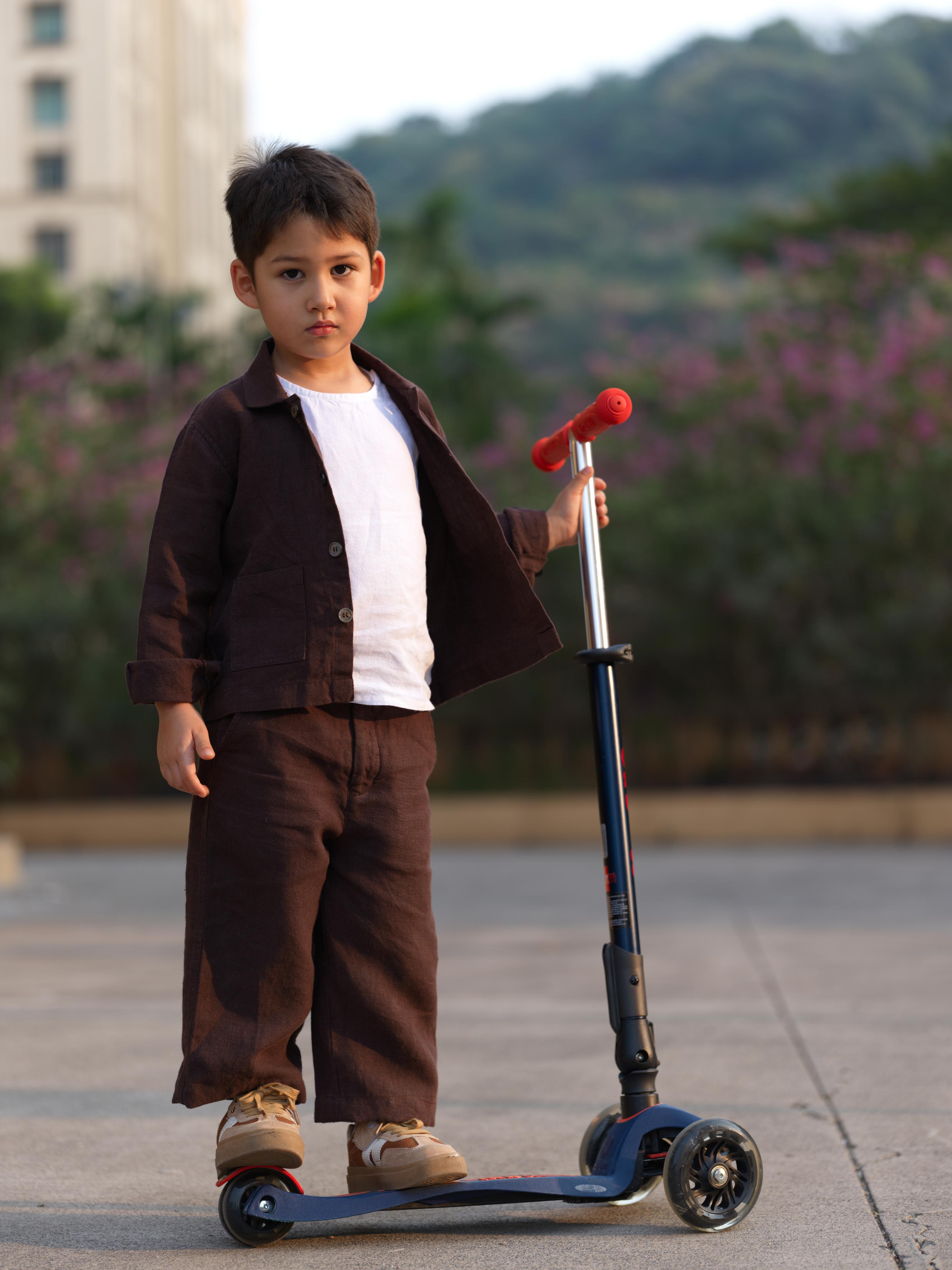 Boys Shacket Co-Ord Set Dark Brown