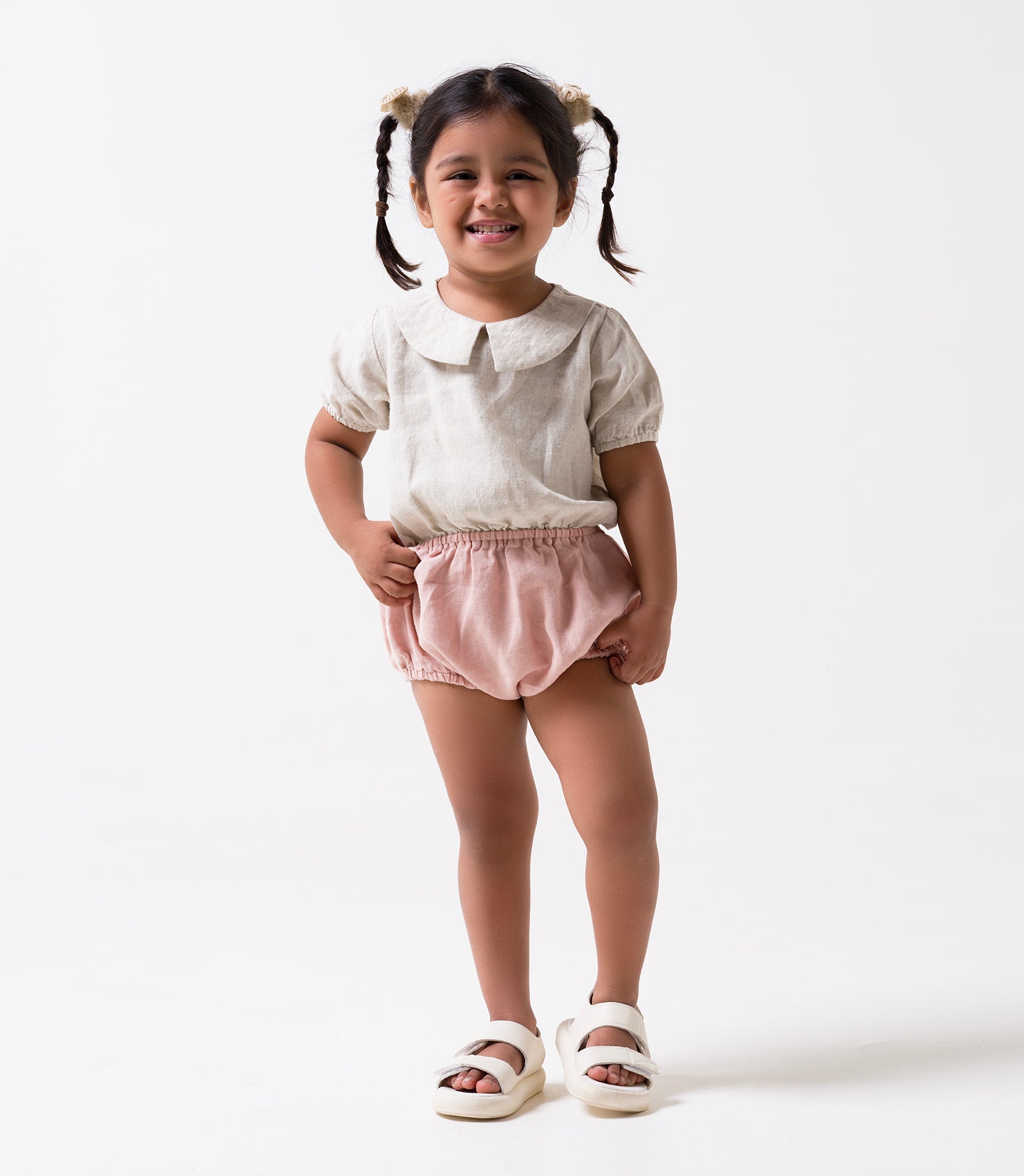 Bloom romper for girl T- Cookie & Cream  B - Flamingo