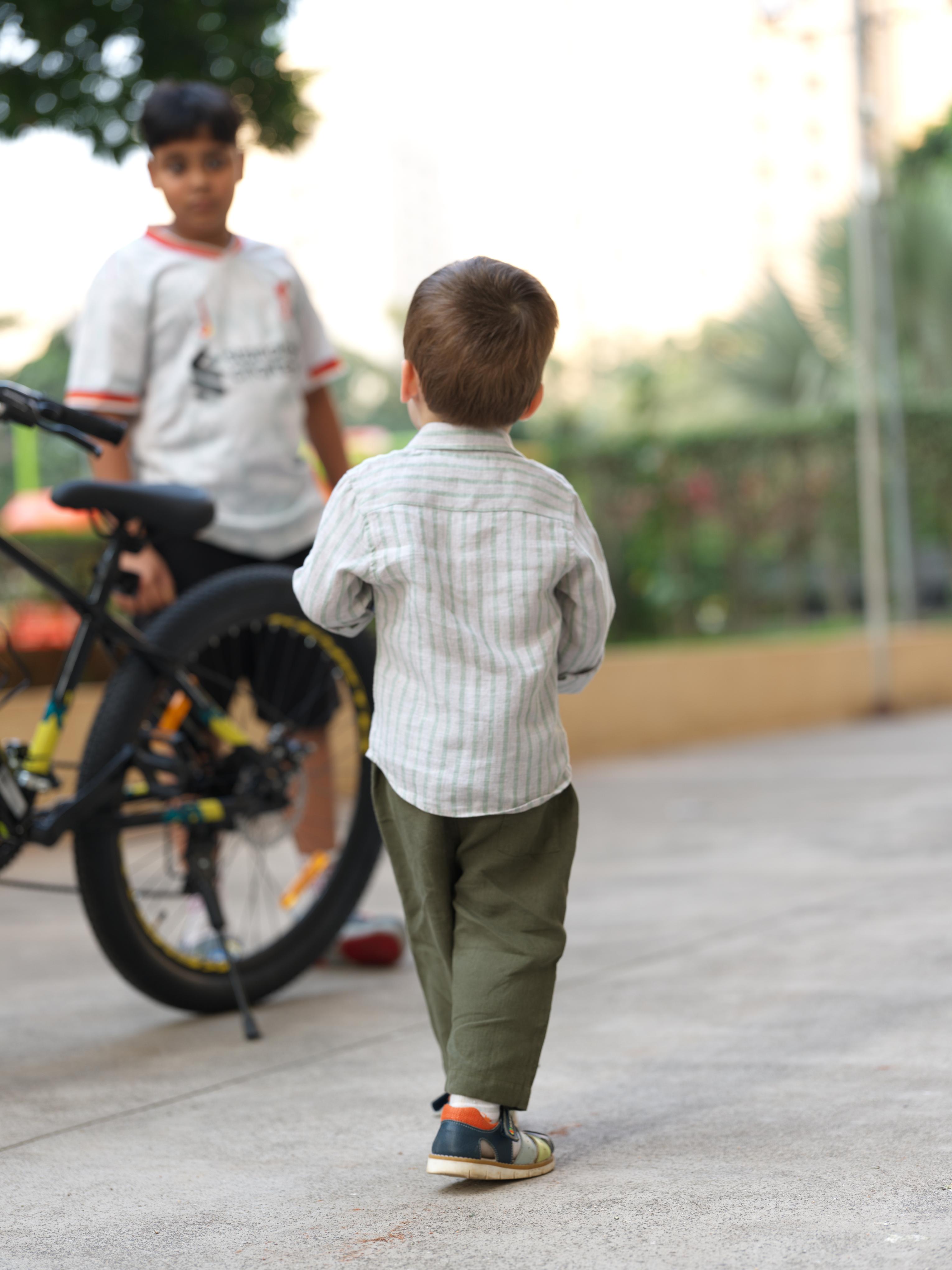 Boys Regular Collar Shirt Sage Pencil