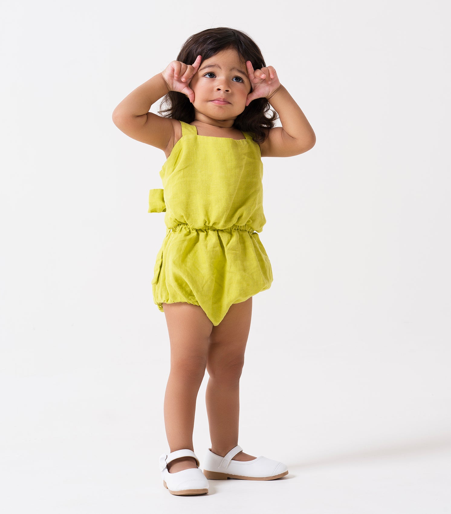 Tie Back Romper Lime