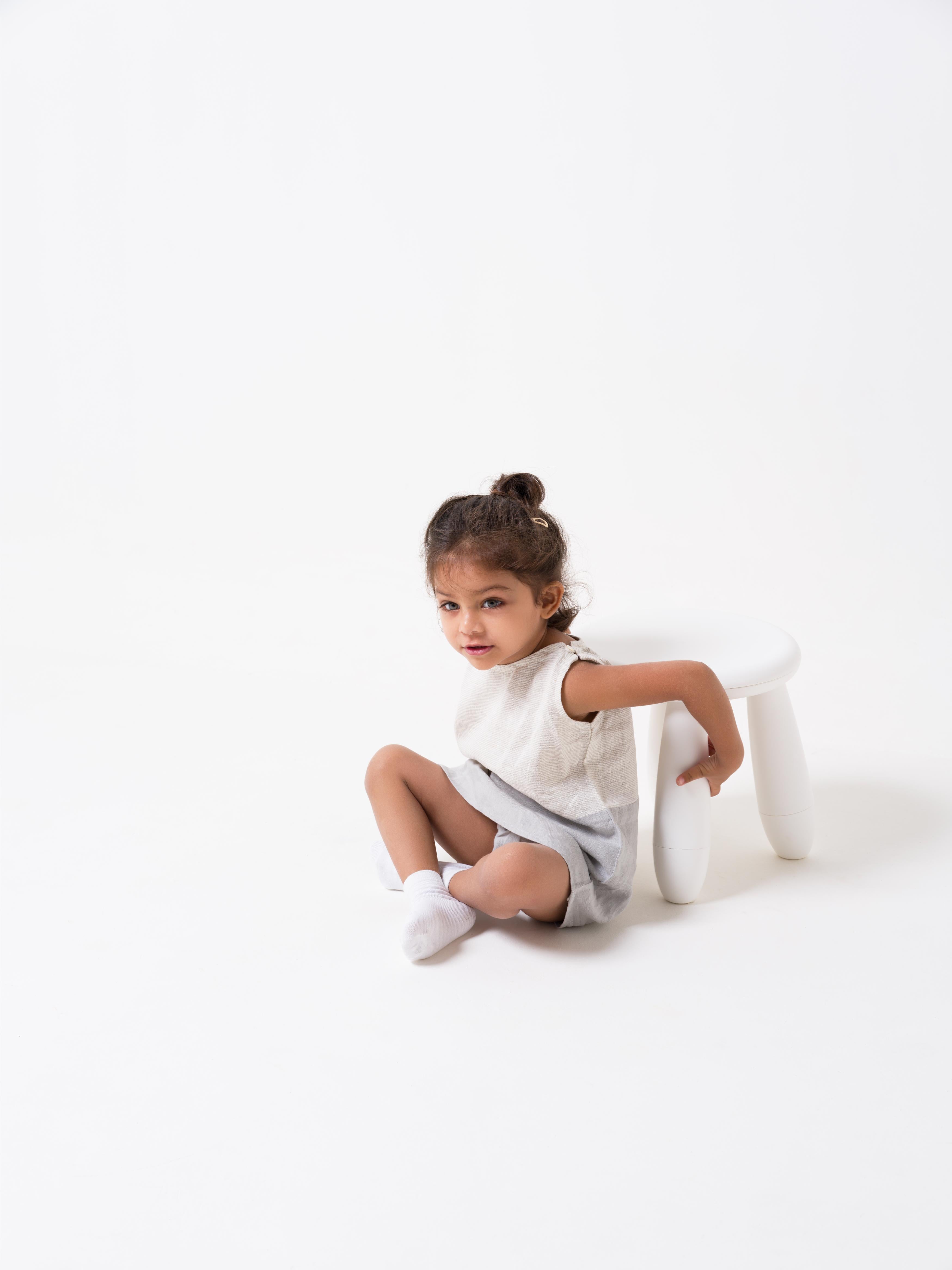 2 Colours Shoulder Button Frock