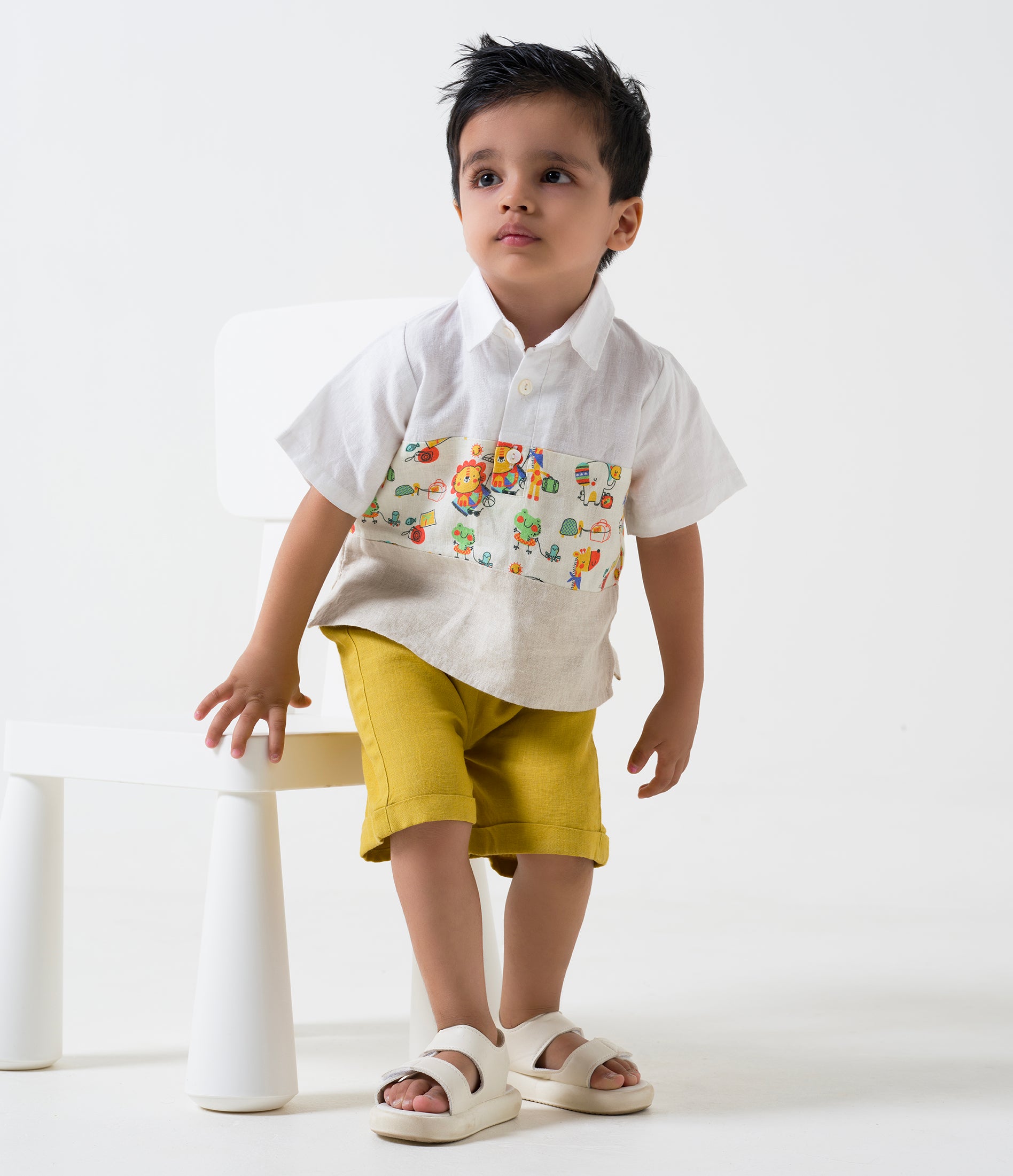 Printed Polo Collar Shirt Set