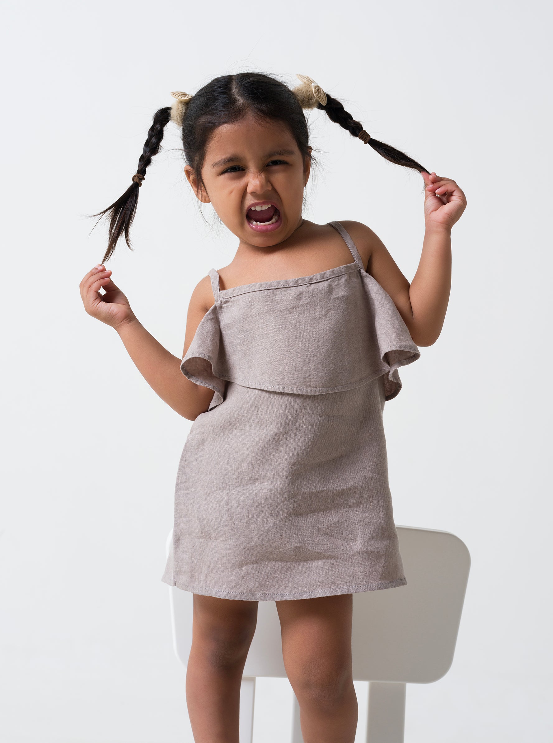 Toddlers Layered Frock Almond Beige