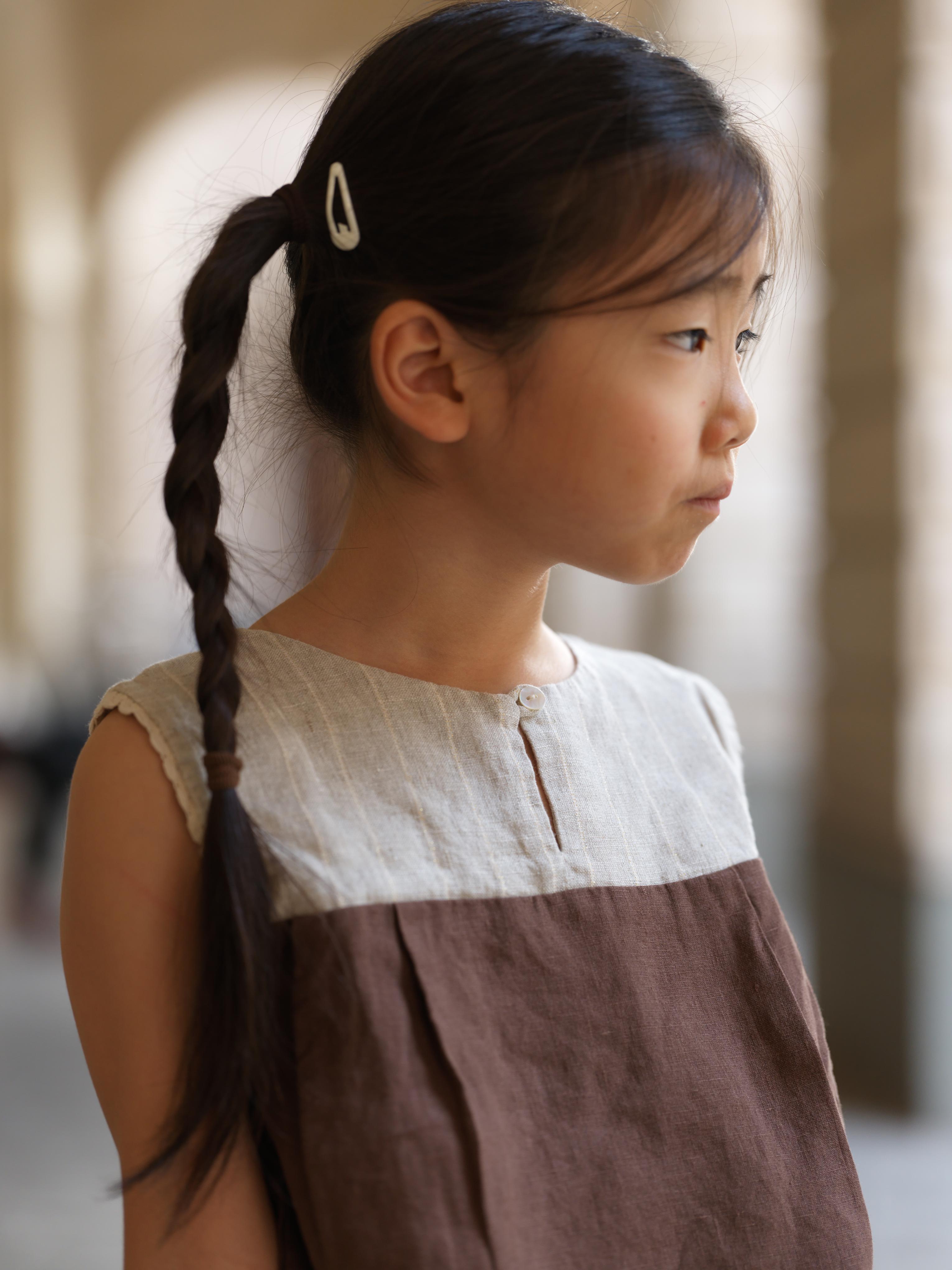 Girls Sleeveless Front Keyhole Top & Trousers Lurex Stripe / Walnut