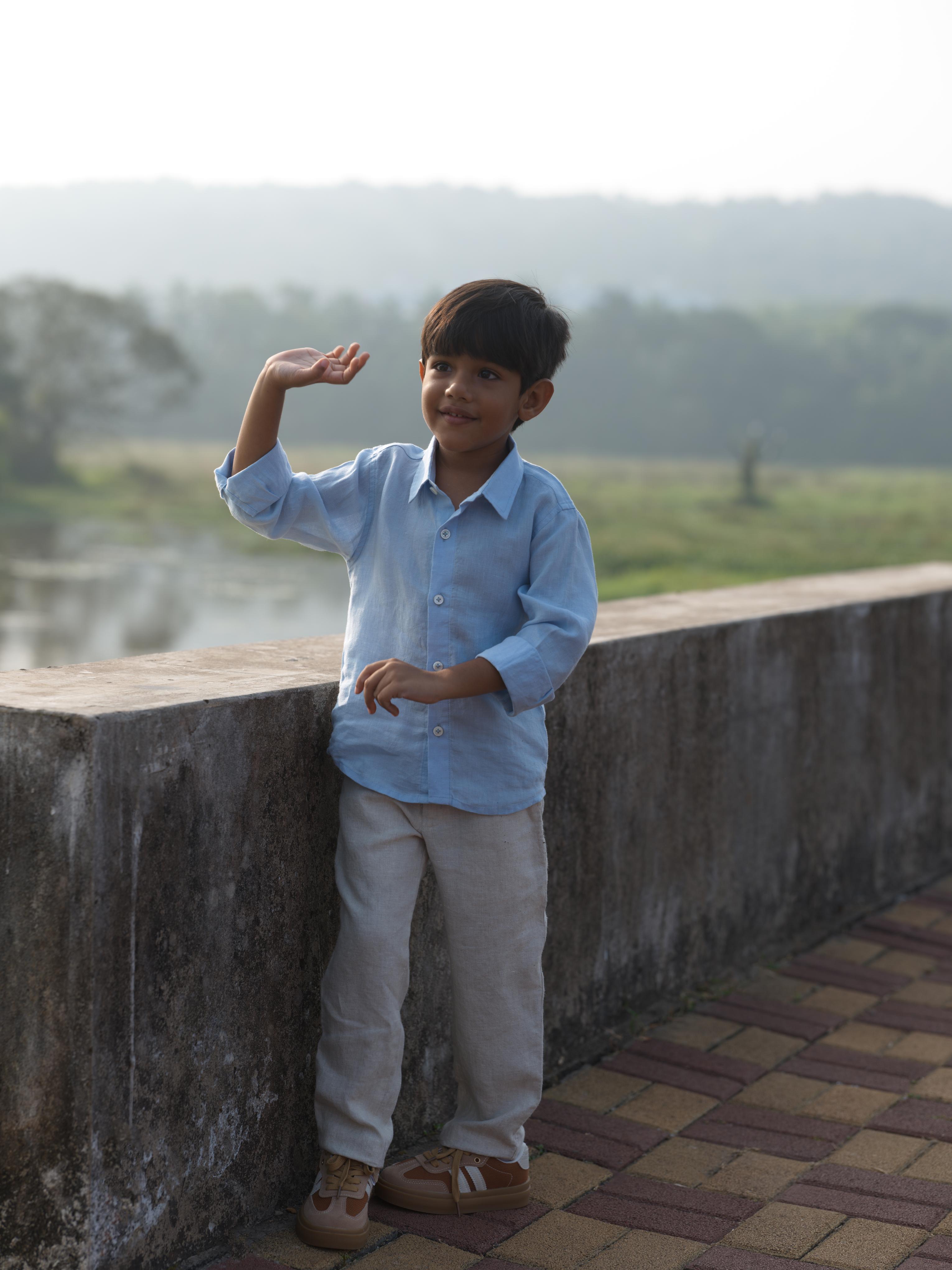 Boys Regular Collar Shirt Sky Blue