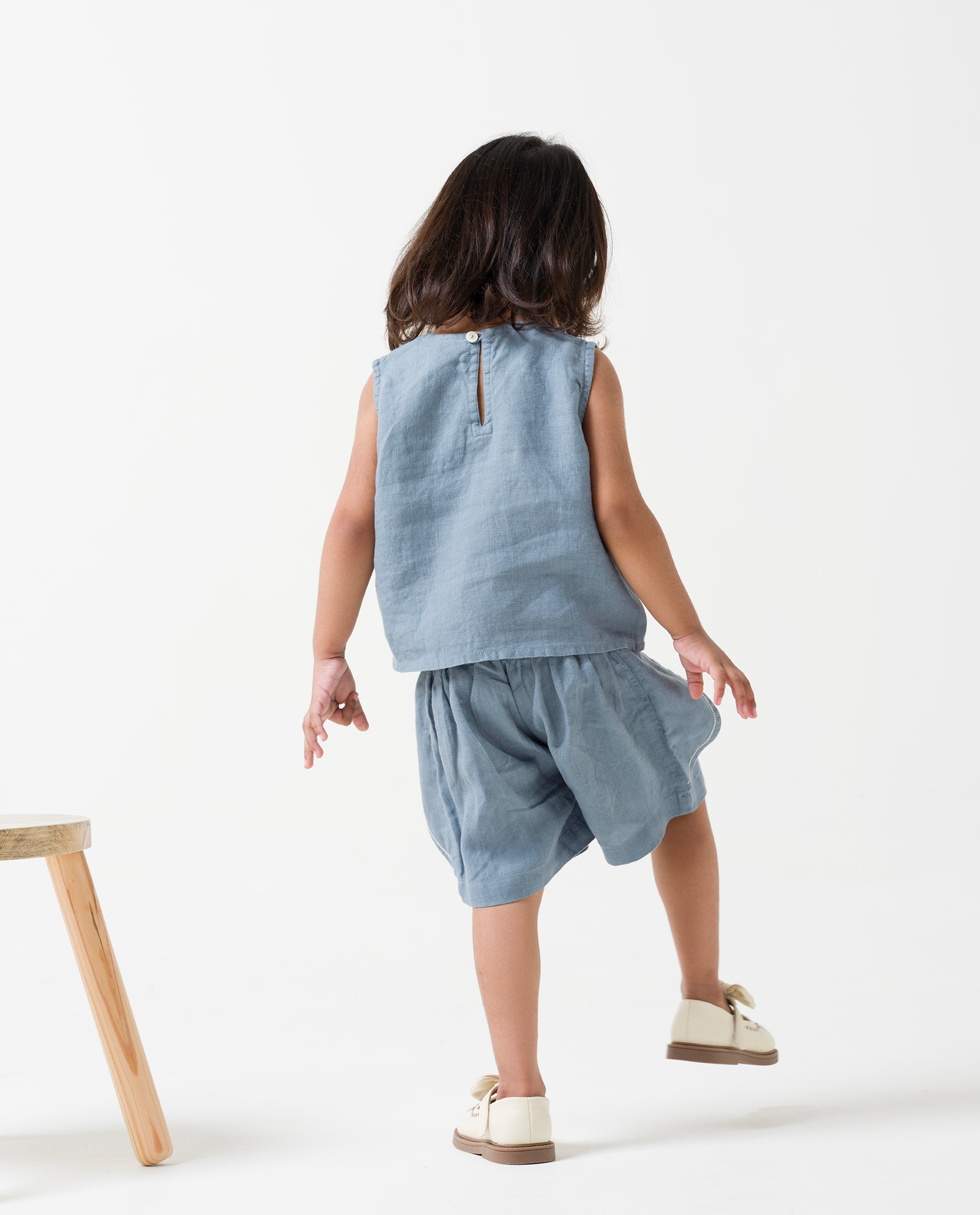 Princess-line Toddler Co-ords - Airforce Blue Collar - Natural