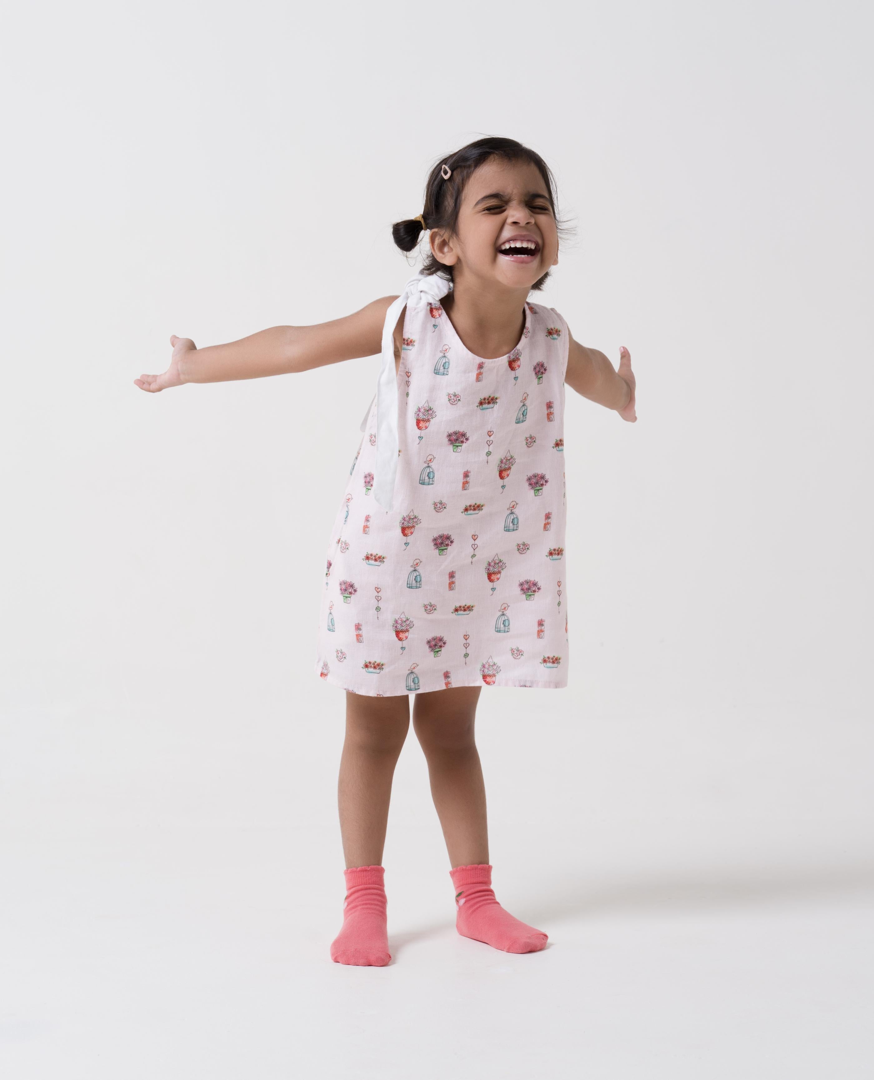 Printed One-Shoulder Tie-Up Dress