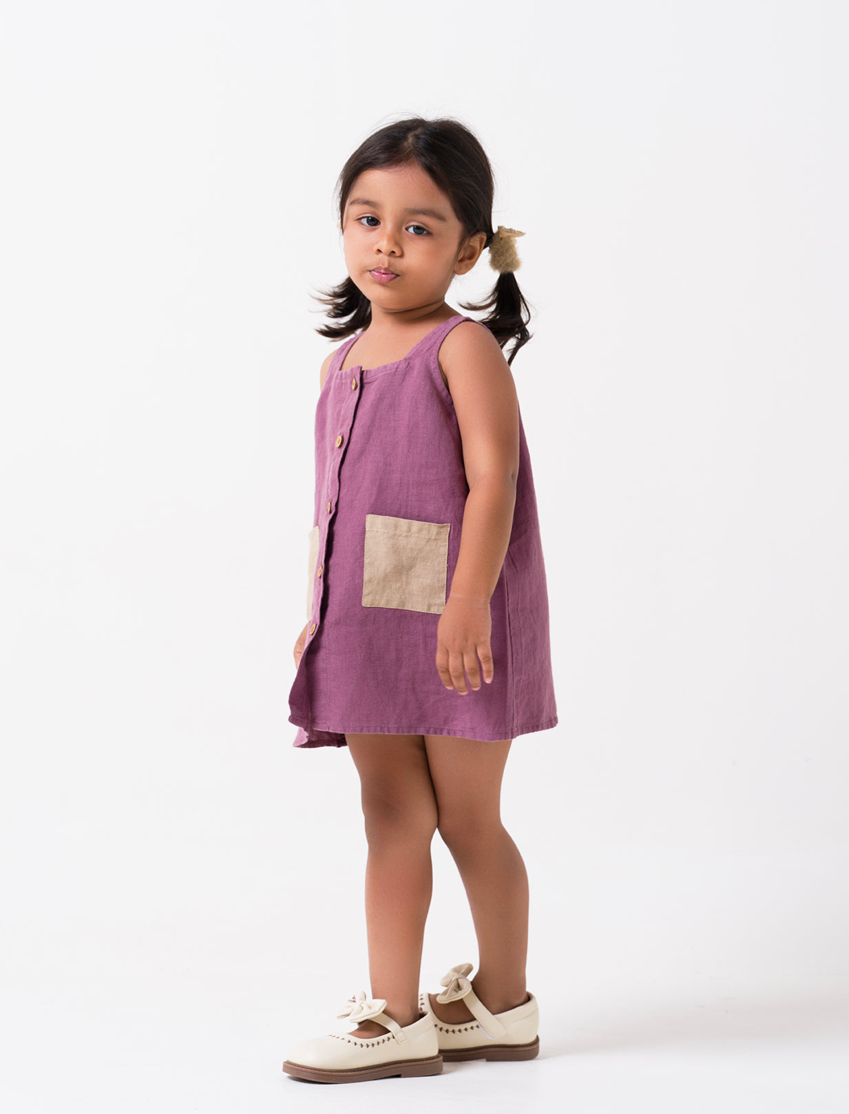 Patch Pocket Frock Twilight Purple Pocket - Desert Sand