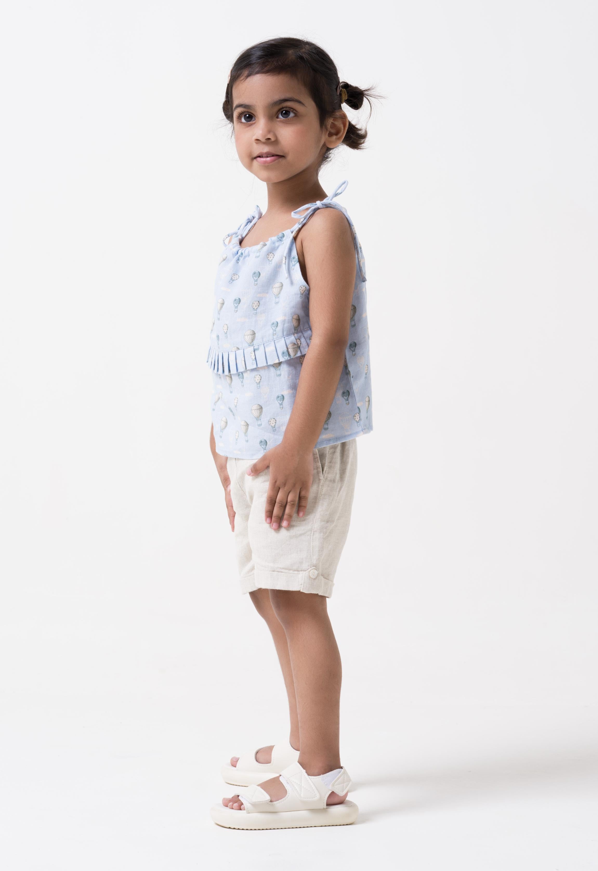 Printed Tie-Strap Pleated Co-Ord Set