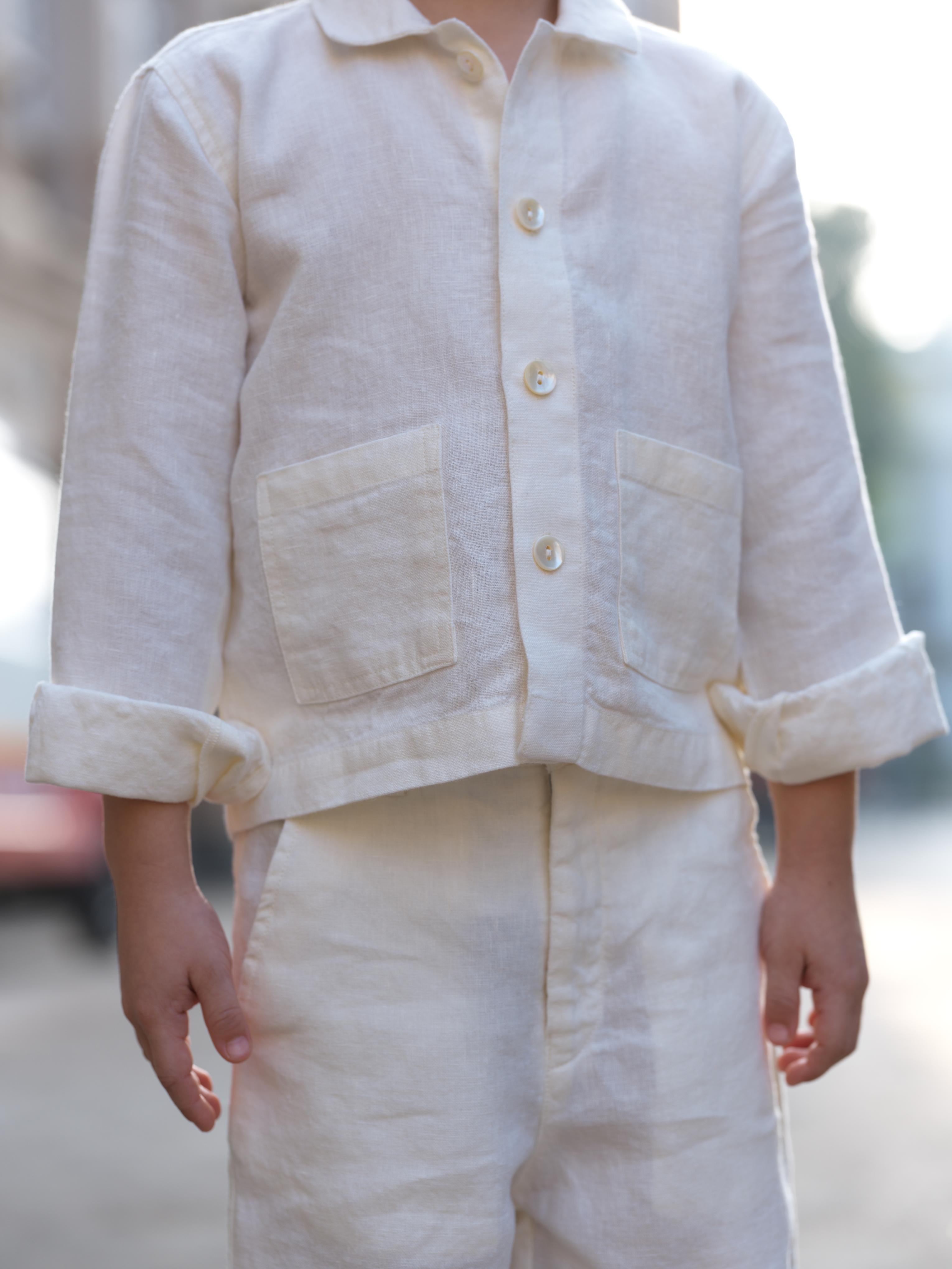 Boys Shacket Co-Ord Set Cream