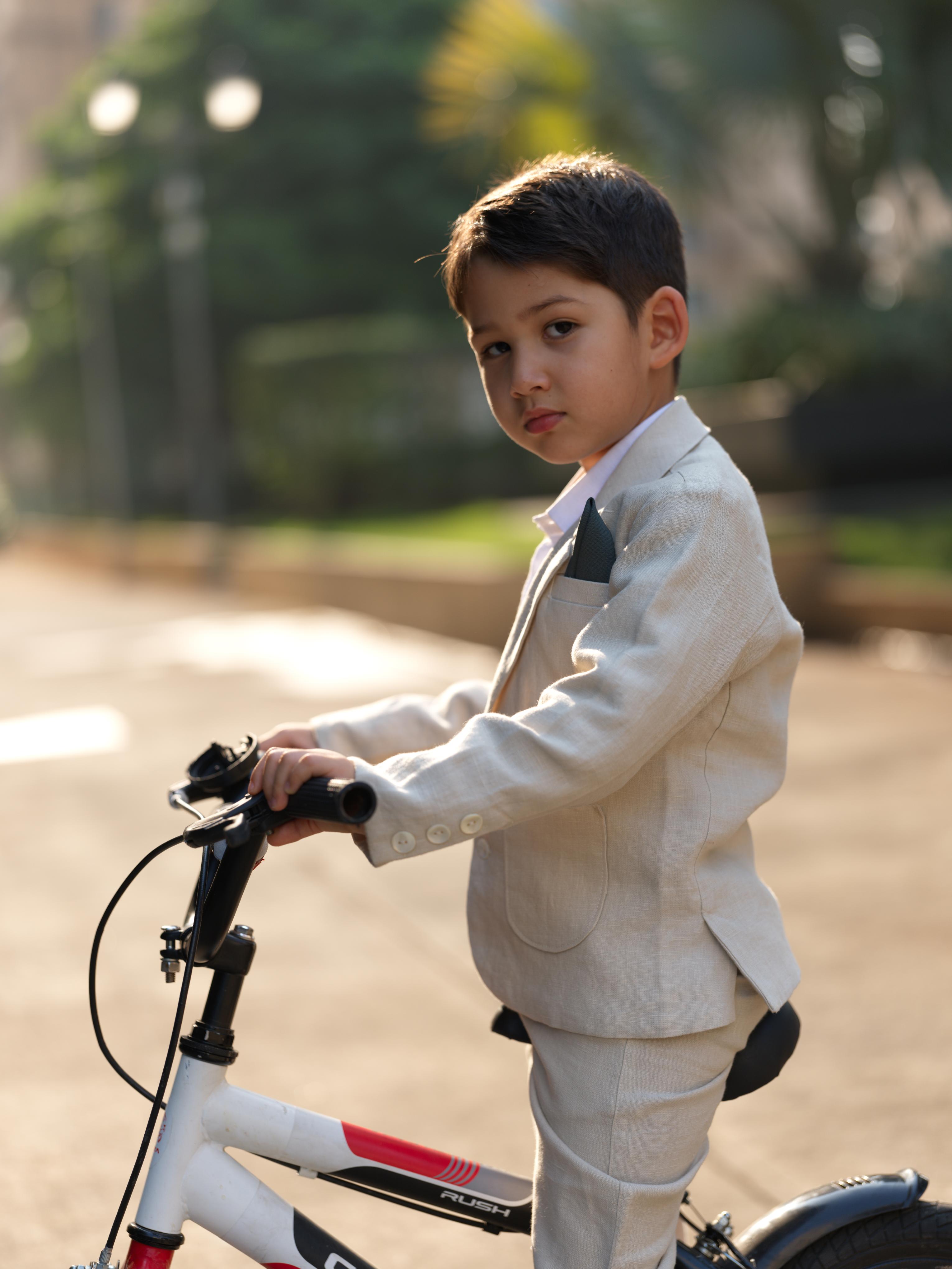 Boys 3-piece Blazer Set Oatmeal