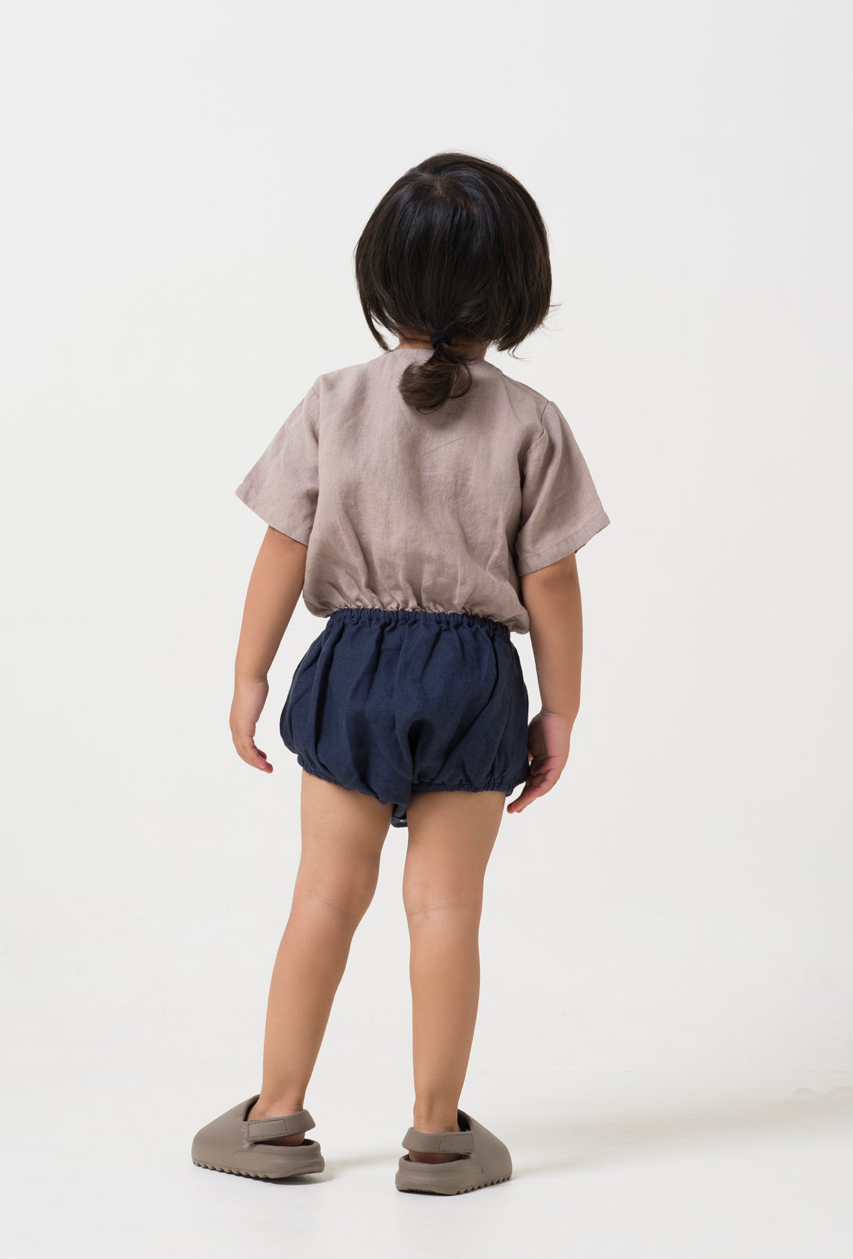 Bloom romper for Boy T- Almond Beige B- Navy Blue