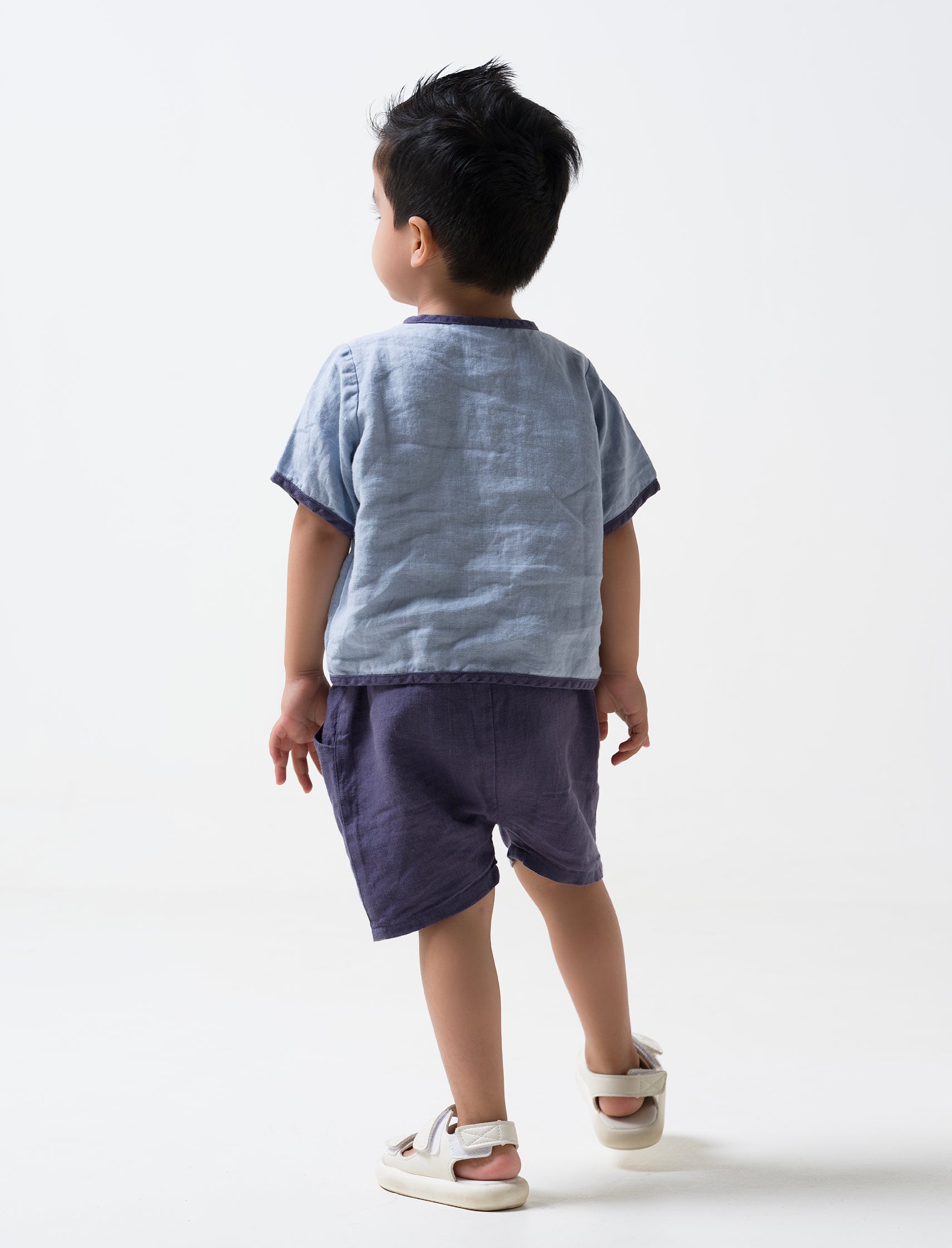 Drawstring Shirt - Pacific Blue Shorts- Blueberry