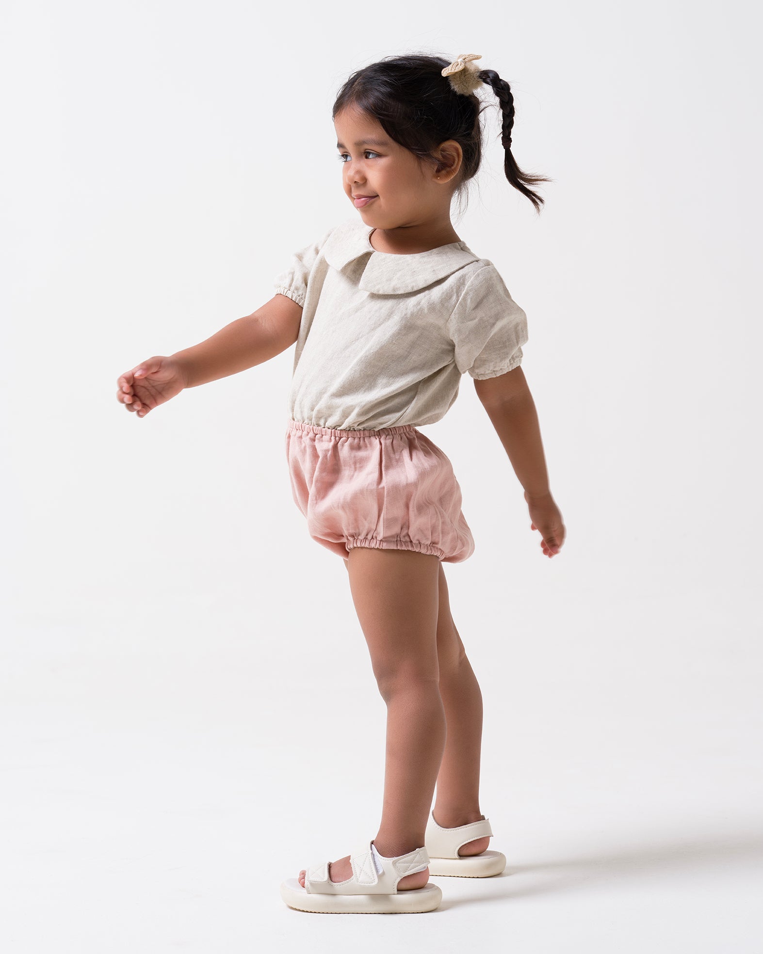 Bloom romper for girl T- Cookie & Cream - B - Flamingo