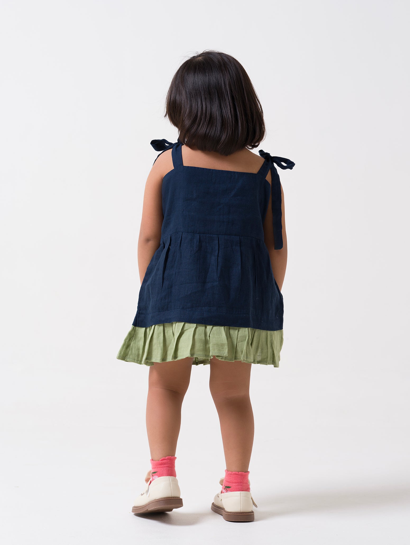 Hand-Embroidered Tie-Up Ribbon Dress