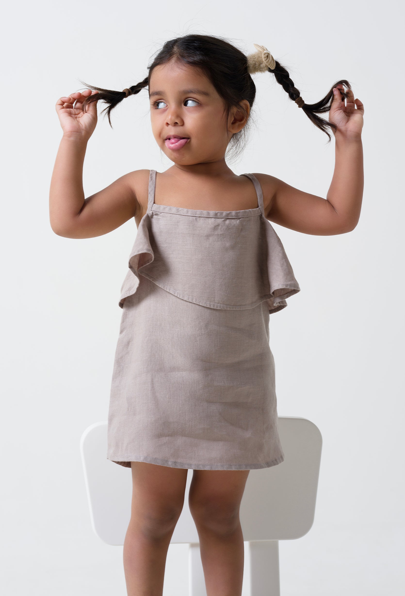 Toddlers Layered Frock Almond Beige