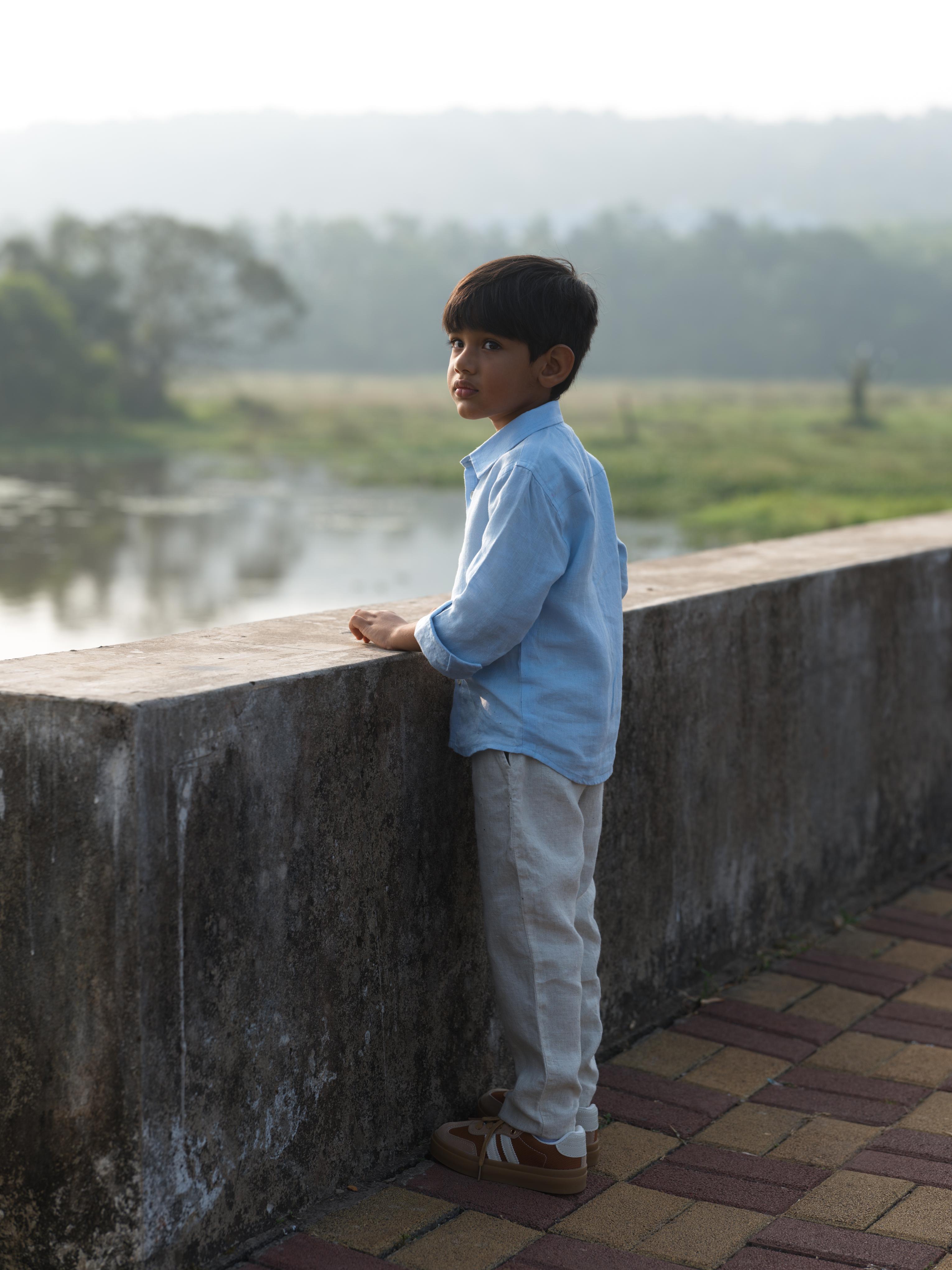 Boys Regular Collar Shirt Sky Blue