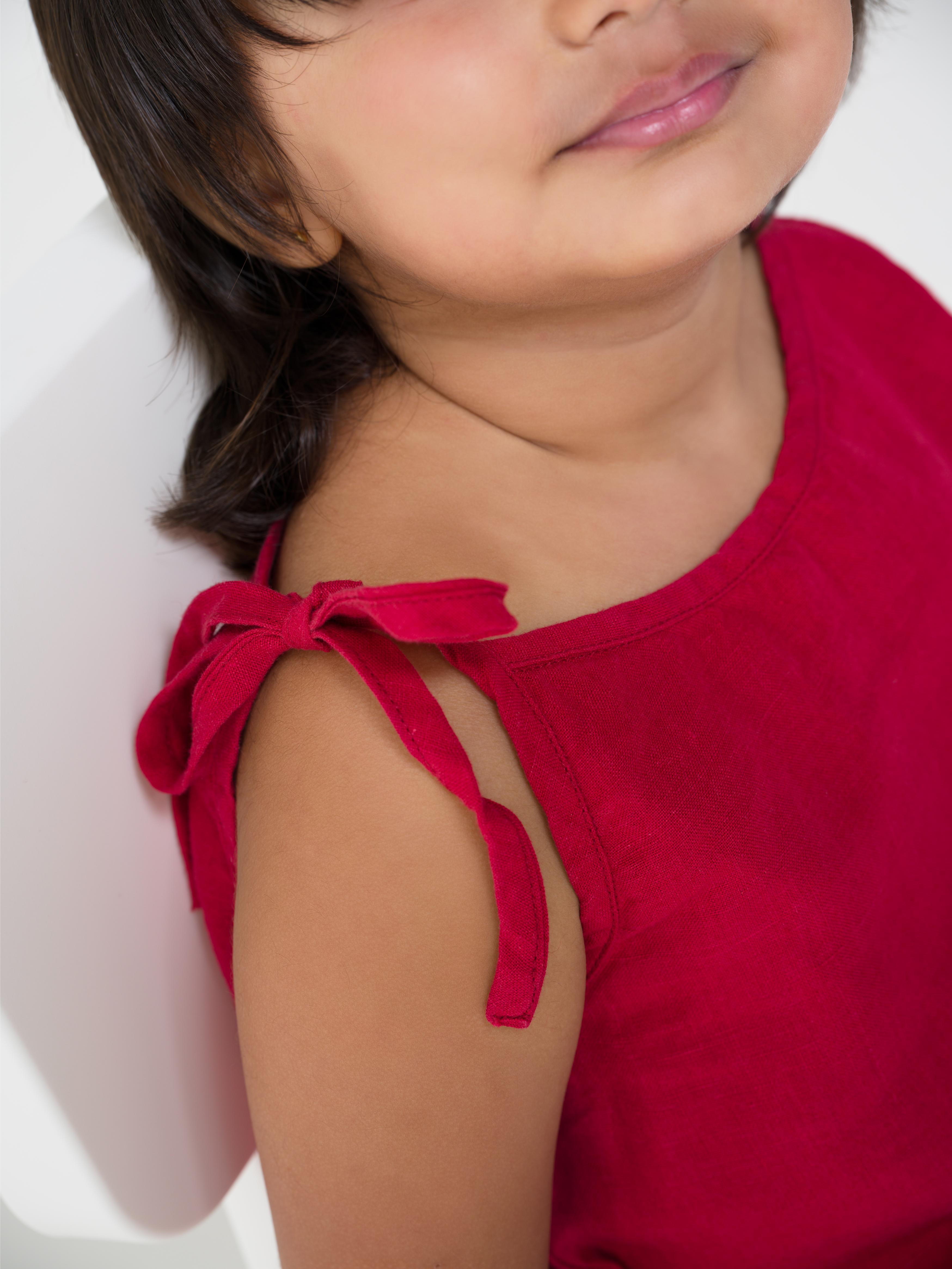 Cherry Tie-Up Shoulder Flower Frock