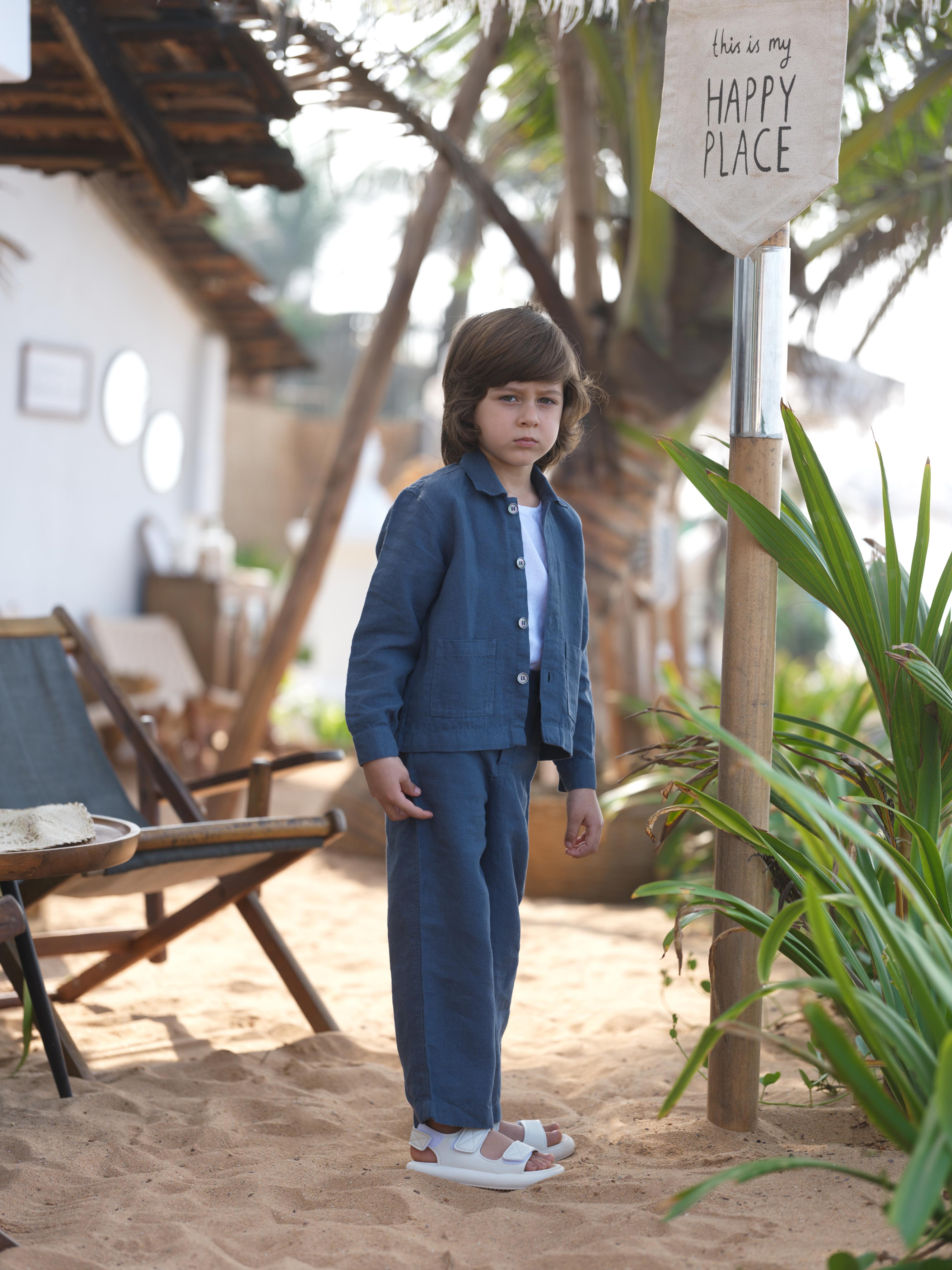 Boys Shacket Co-Ord Set Ash Blue