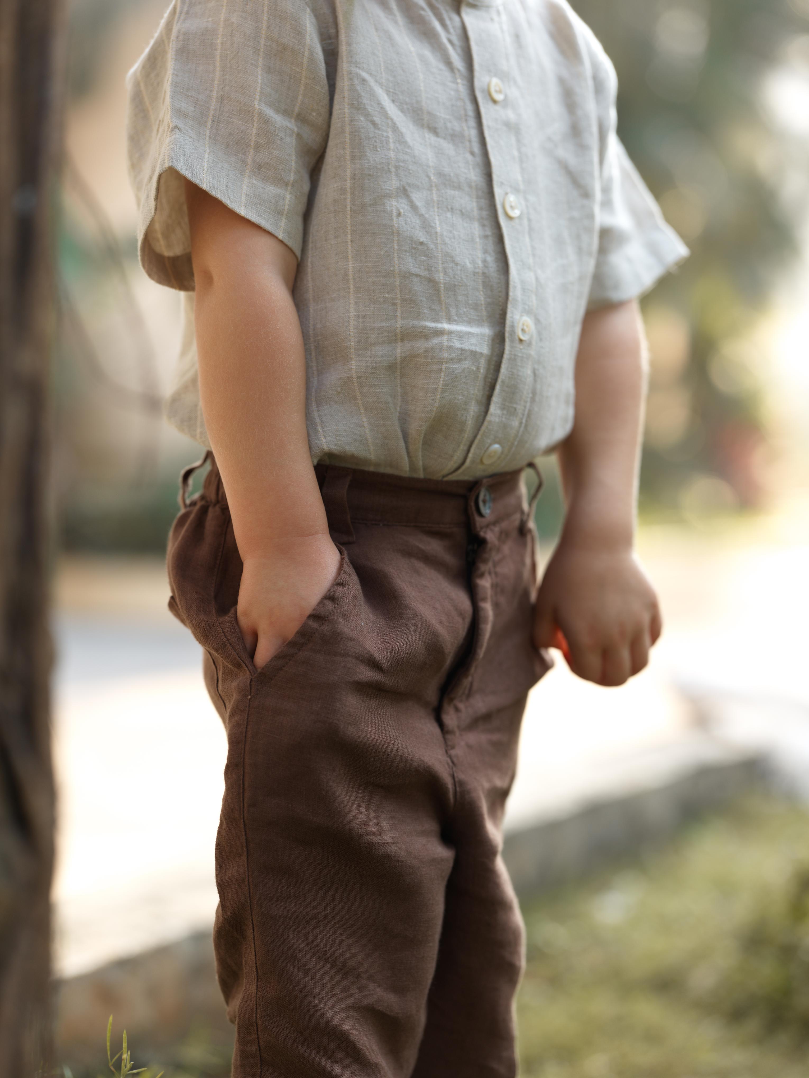 Boys Mandarin Collar Shirt Cloud Grey