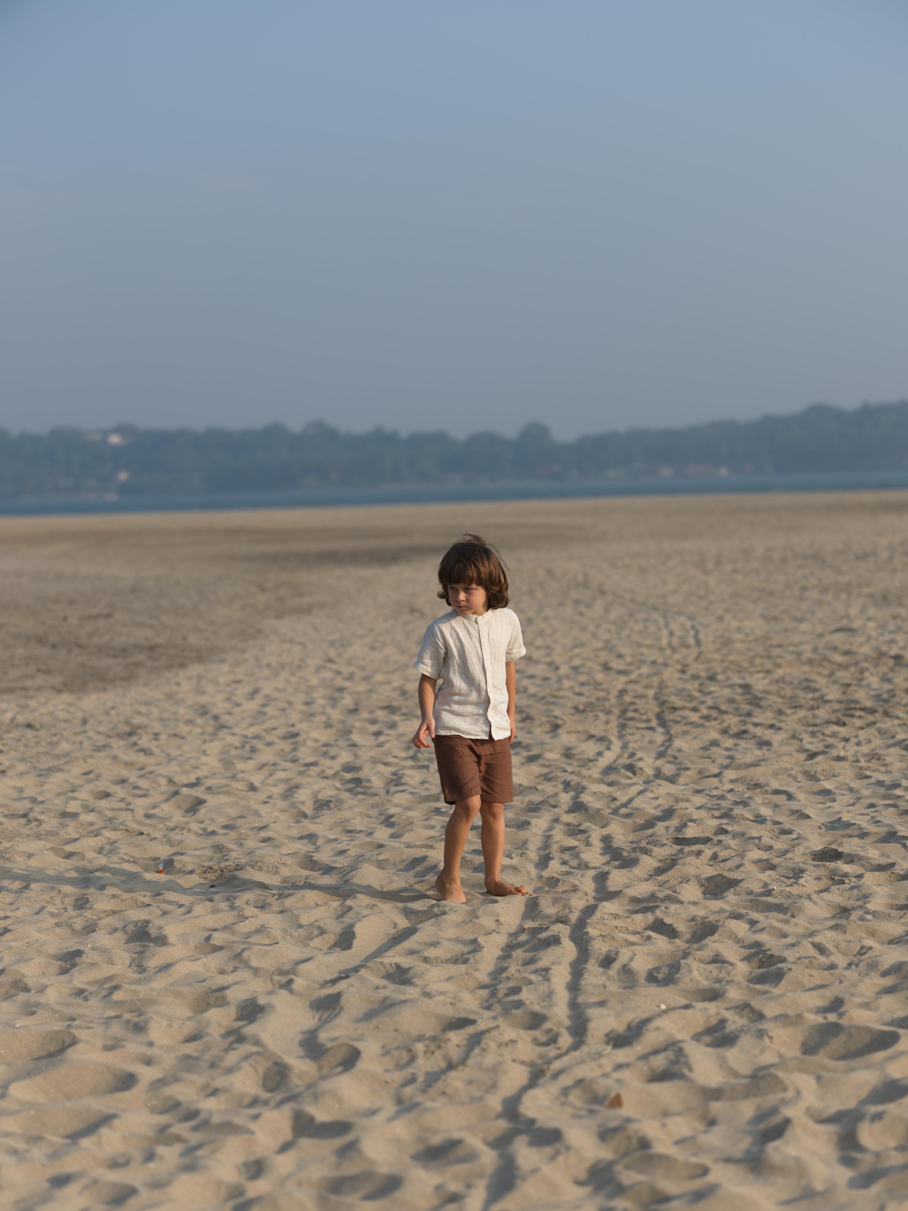 Boys Mandarin Collar Shirt Fade Fine