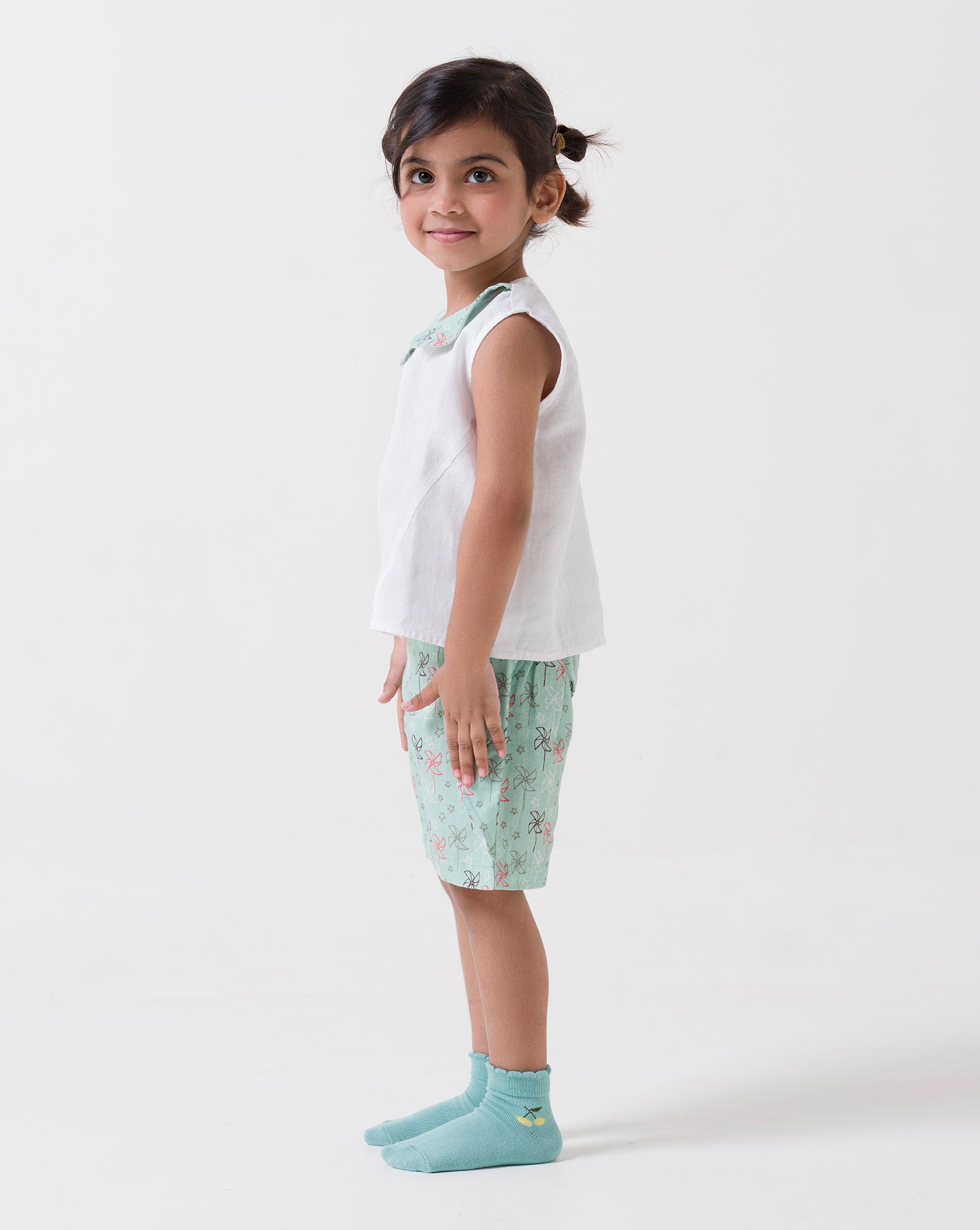 Printed Princess-Line Co-Ord Set - White