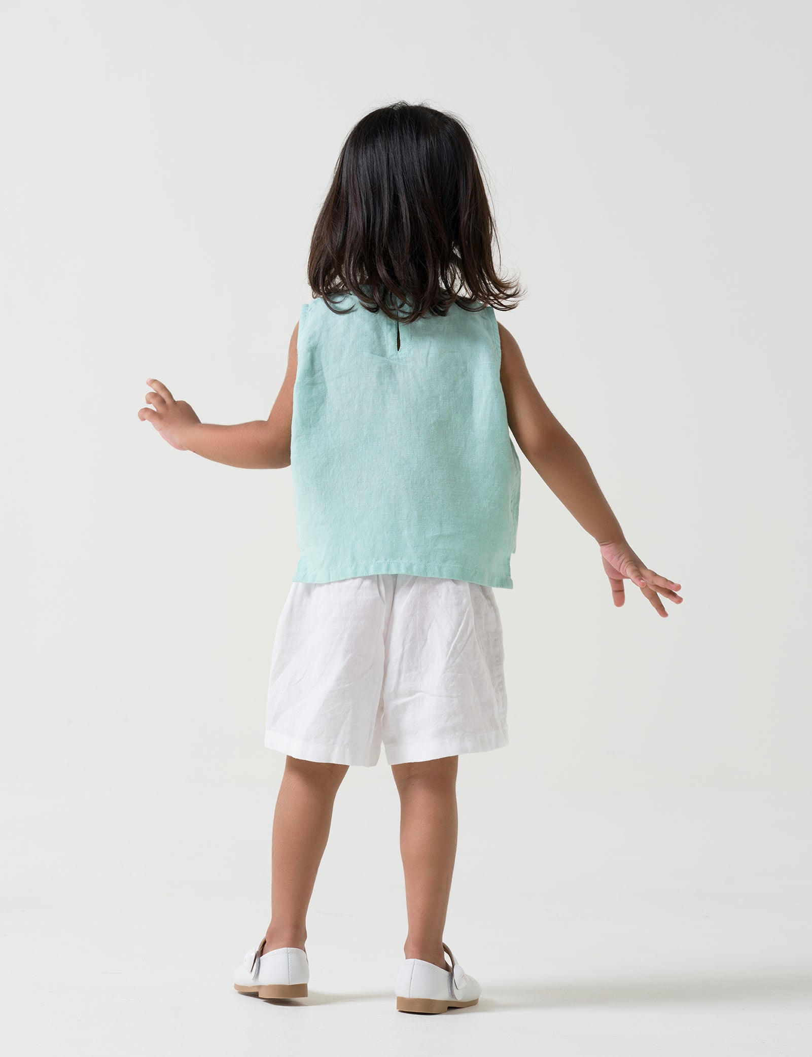 Peter-Pan Collar Top- Celestial Green Bottom & Collar- White