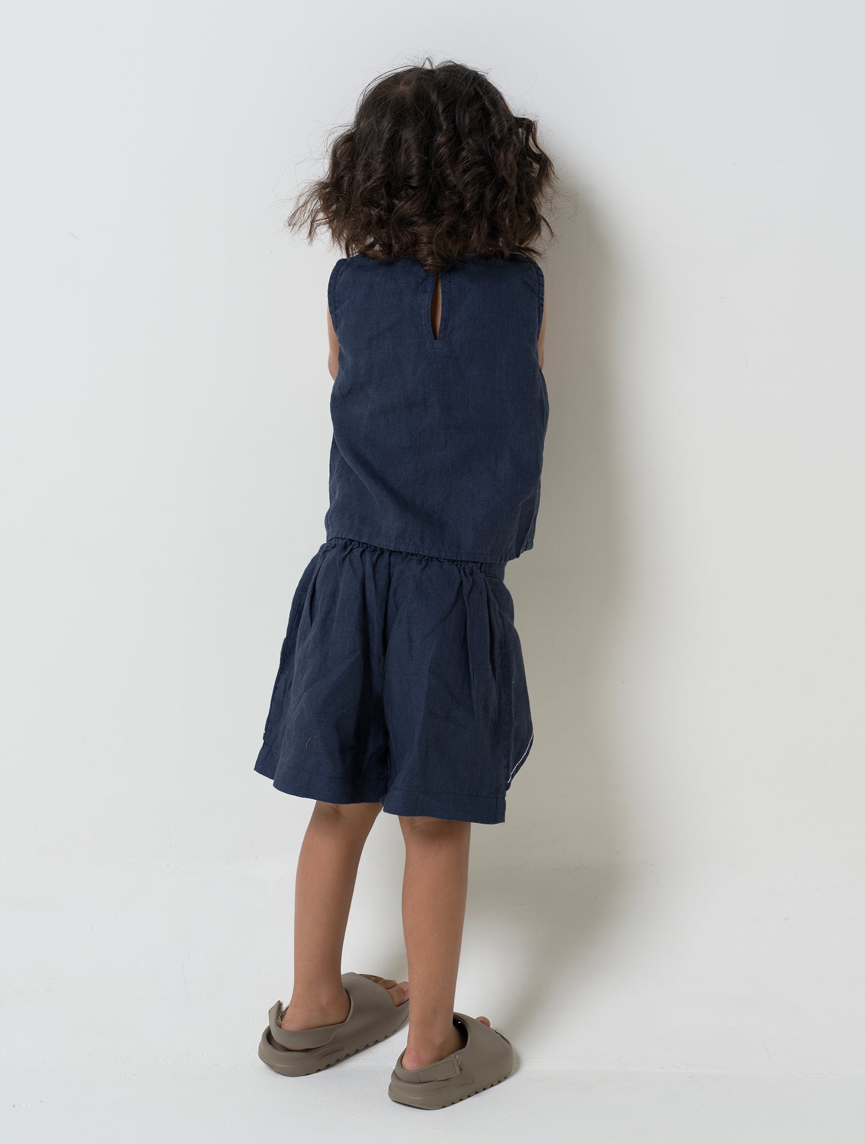 Princess-line Toddler Co-ords - Navy Blue - Collar - White