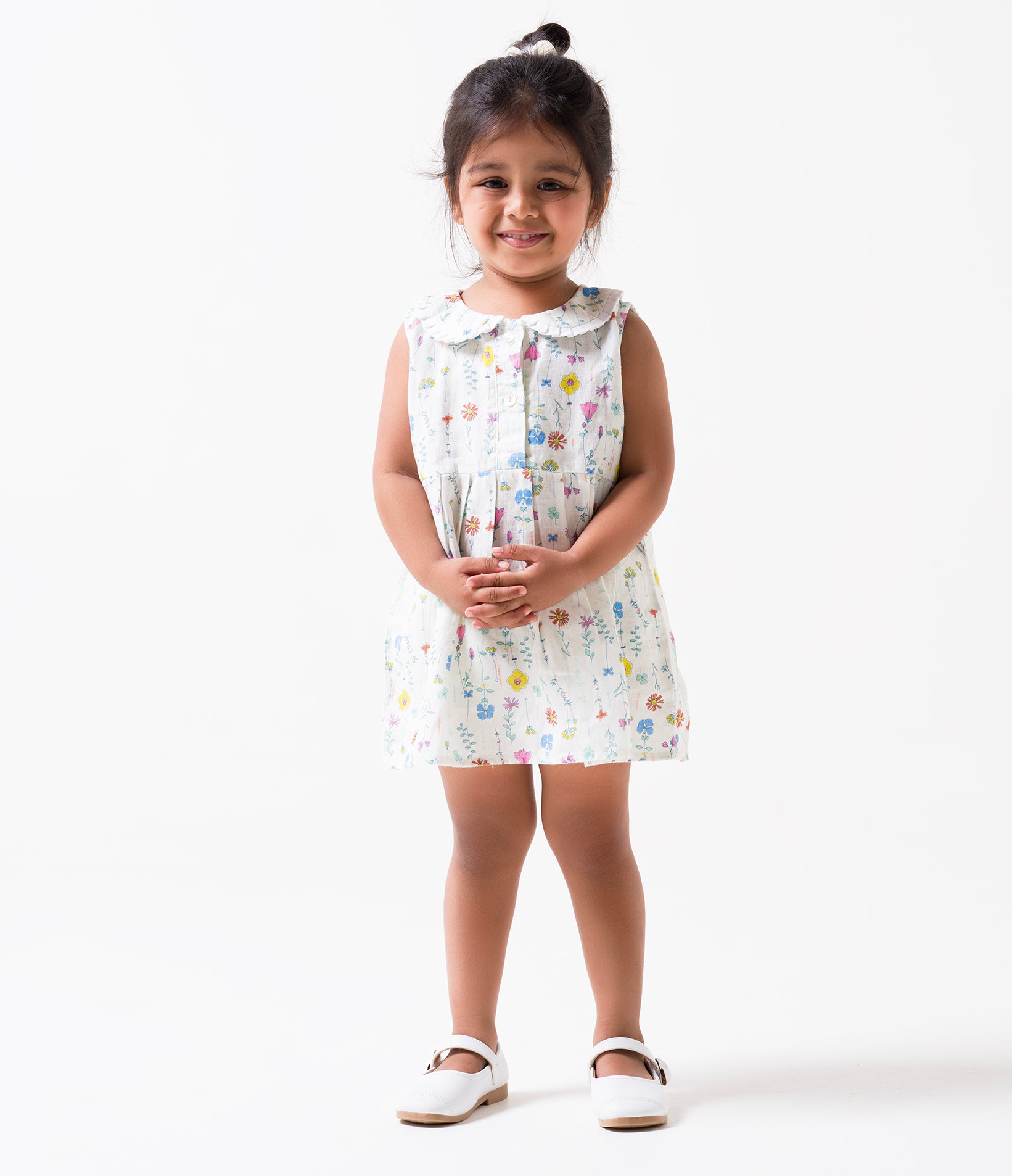 Printed Pleated Collar Dress