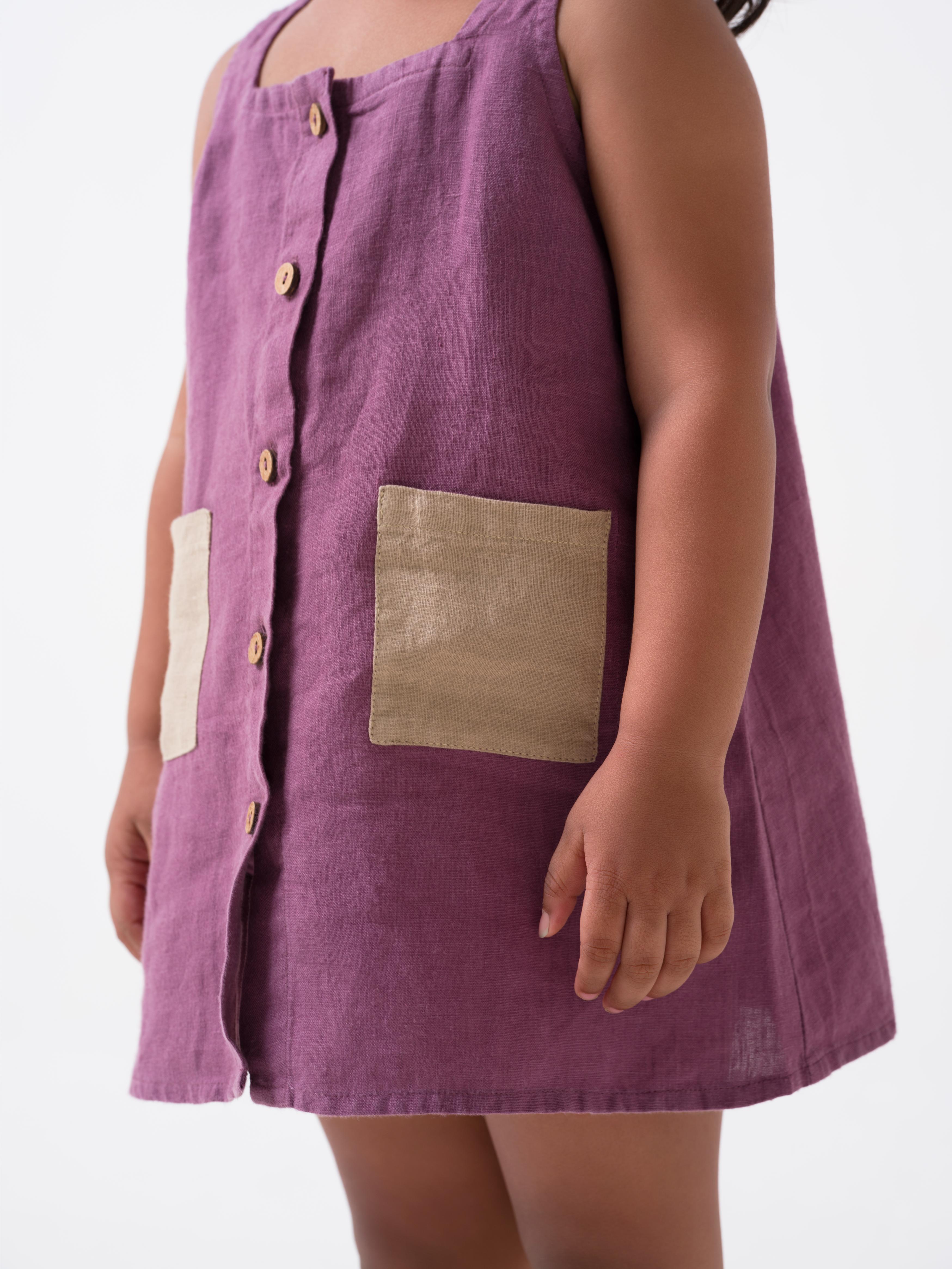 Patch Pocket Frock Twilight Purple - Pocket - Desert Sand