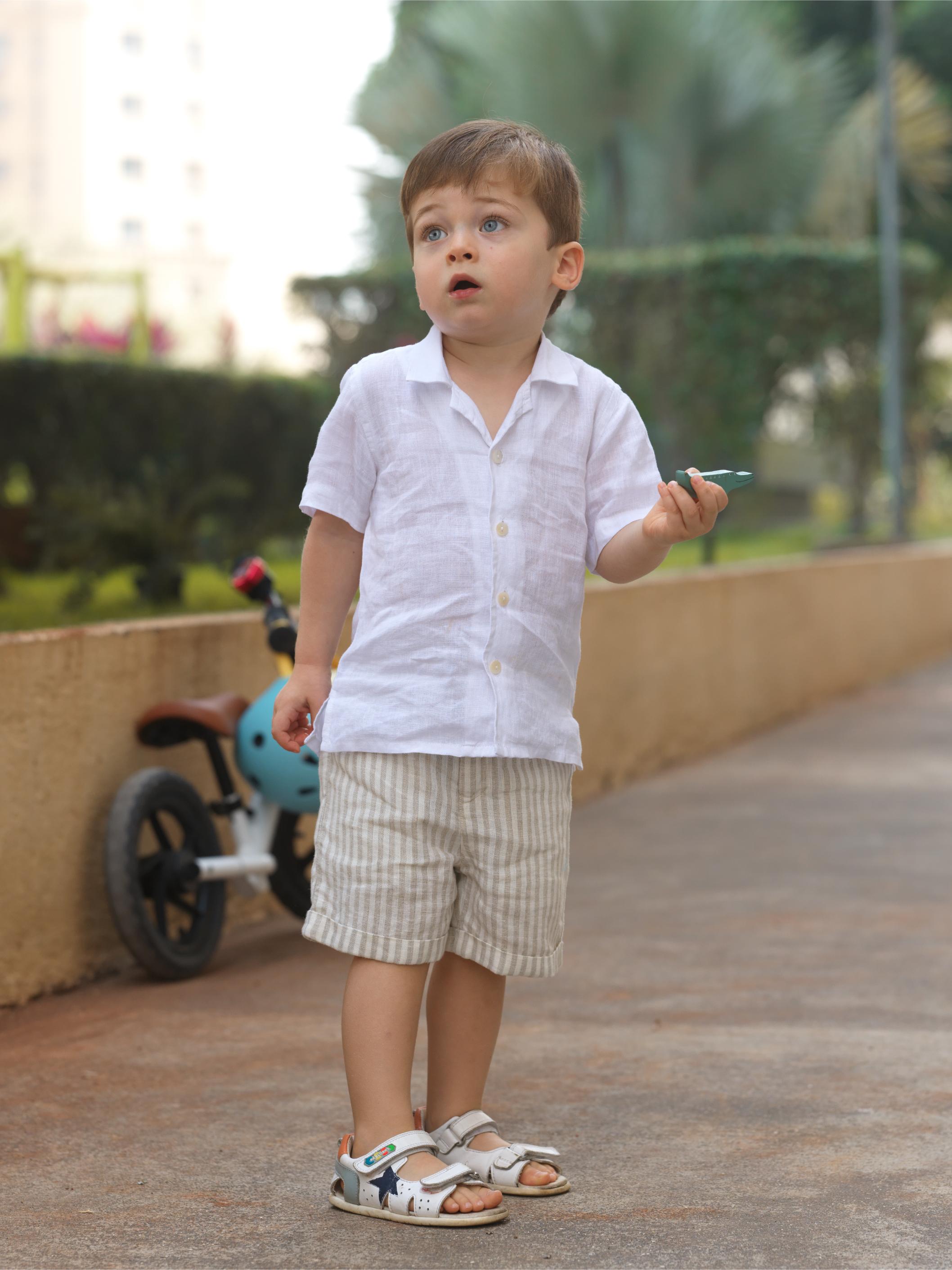 Boys Basic Shorts Beige Stripes