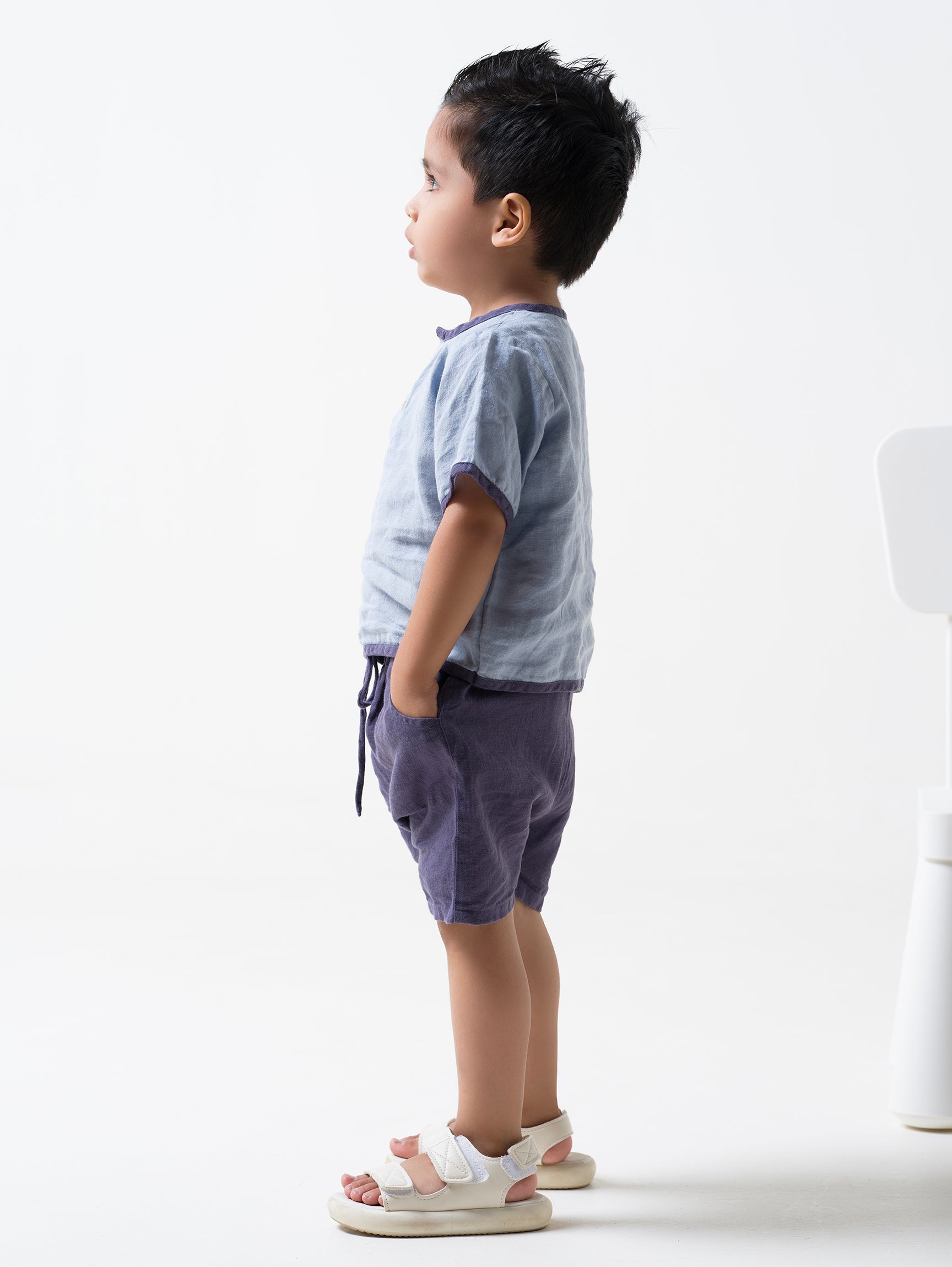 Drawstring Shirt - Pacific Blue Shorts- Blueberry