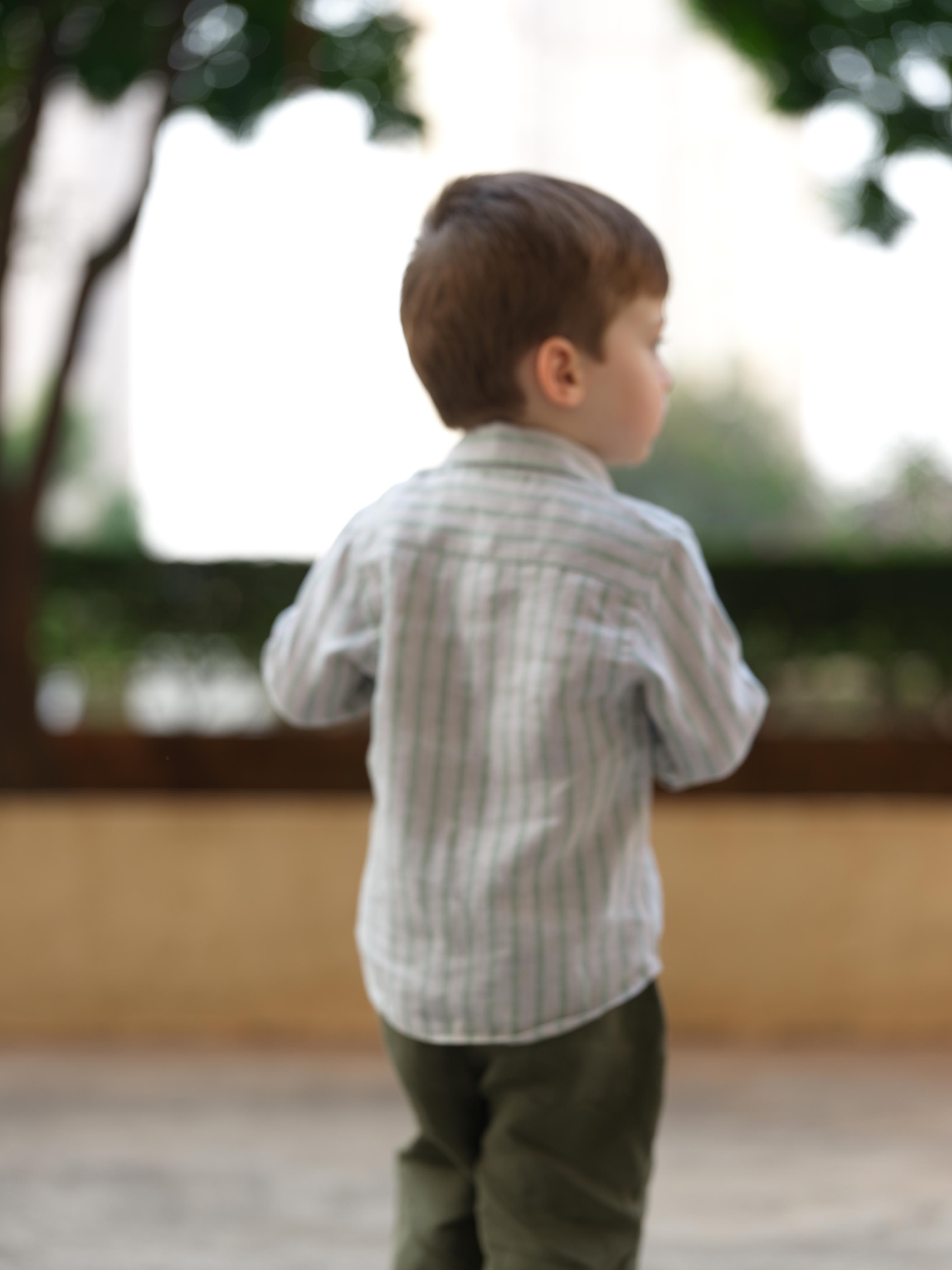 Boys Regular Collar Shirt Sage Pencil