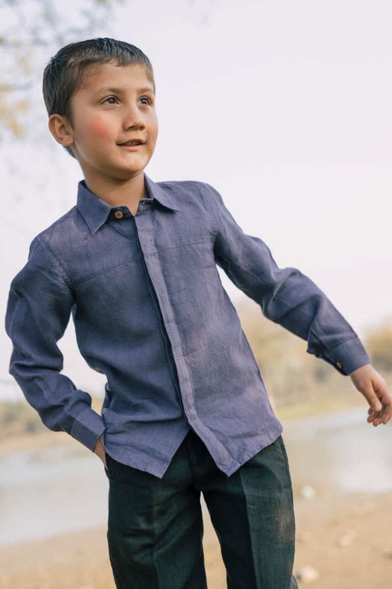Horizontal Dart Shirt - Chi Linen