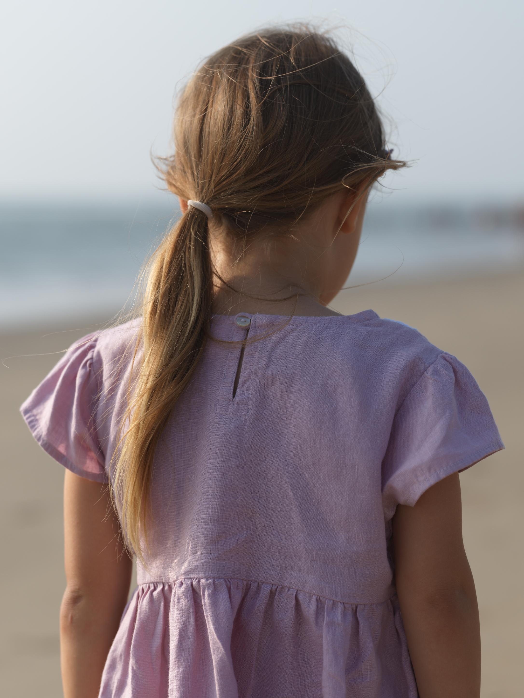 Girl Flared Sleeve Lace Detail Dress Cameo Pink